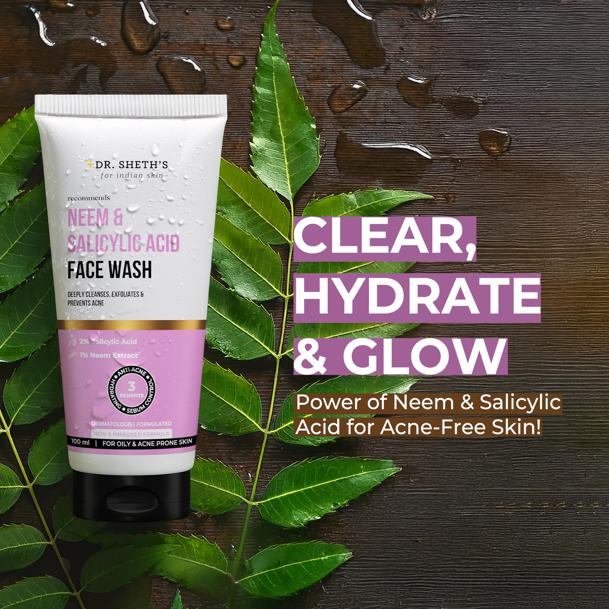 Dr. Sheth's Neem & 2% Salicylic Acid Face Wash – view 2