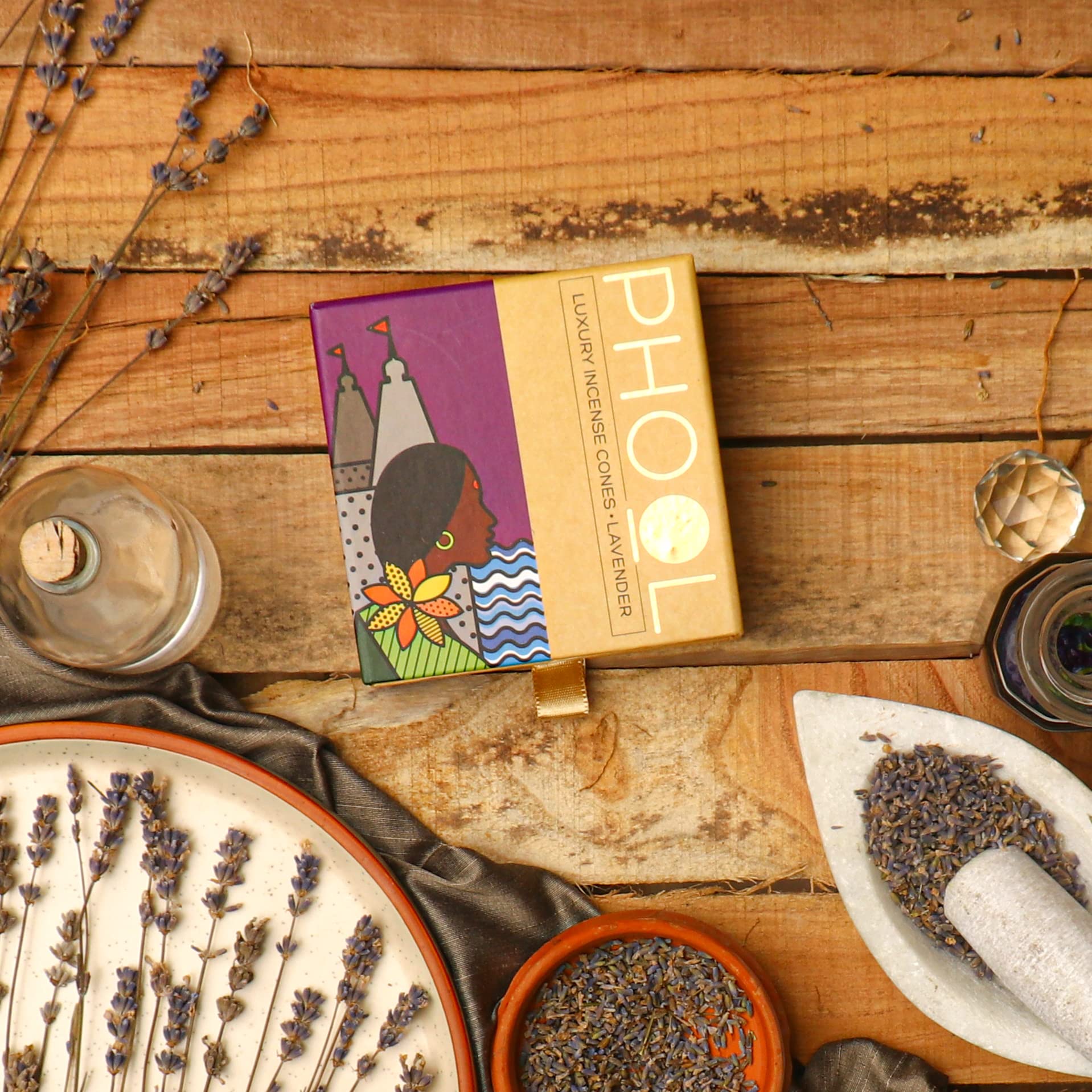PHOOL LUXURY INCENSE Natural Incense Cones (Bundle Pack of 4) I Special Pack Floral Fragrances - Indian Rose, Tuberose, Lavender, Nagchampa I 100% Organic Dhoop Cones I Chemical & Charcoal Free – view 4