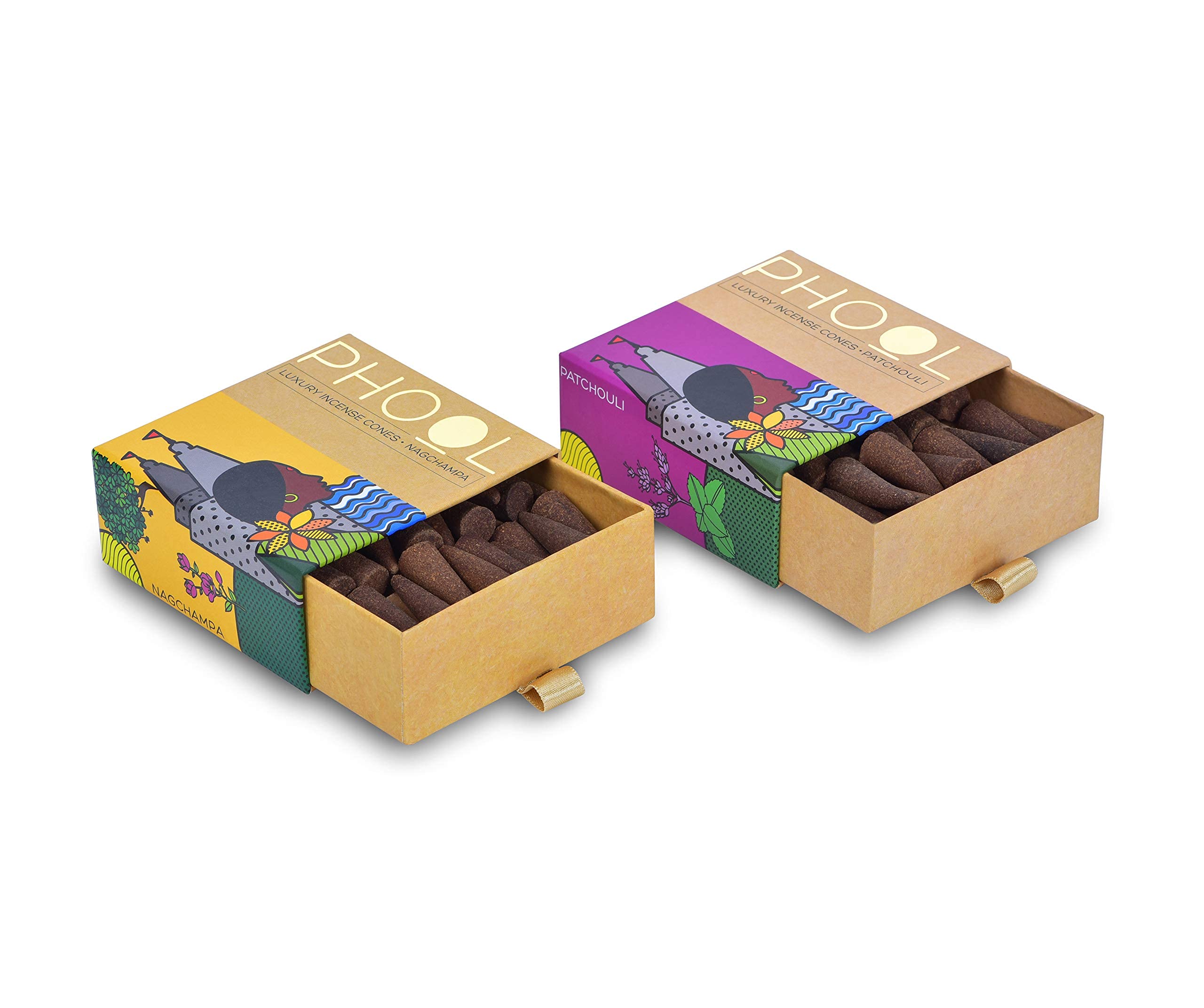 PHOOL LUXURY INCENSE Pack Of 2 Natural Incense Cones, Meditation Pack - 80 Organic Dhoop Cones – view 5