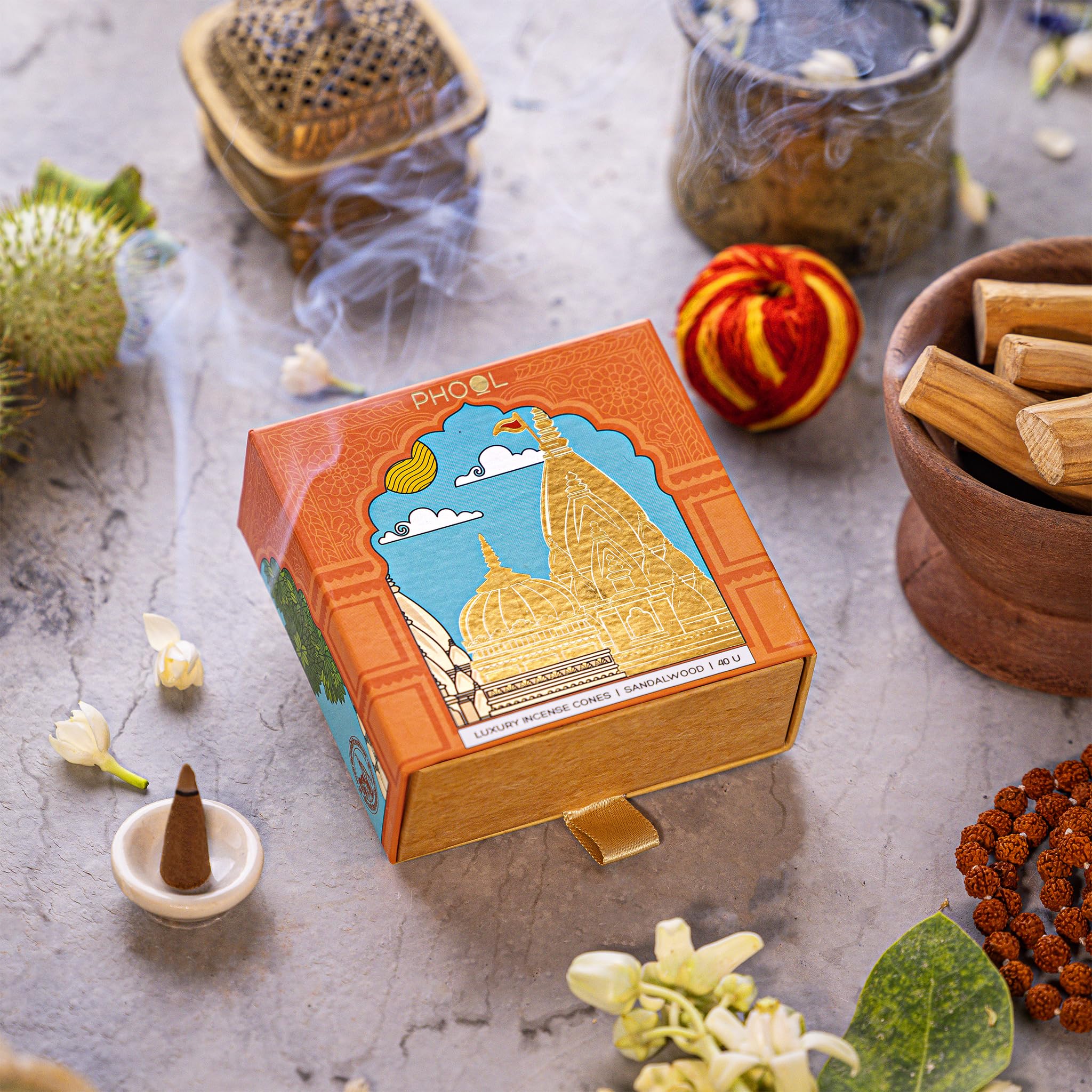 PHOOL LUXURY INCENSE Kashi Vishwanath Pooja dhoop Cone - Sandalwood – view 2