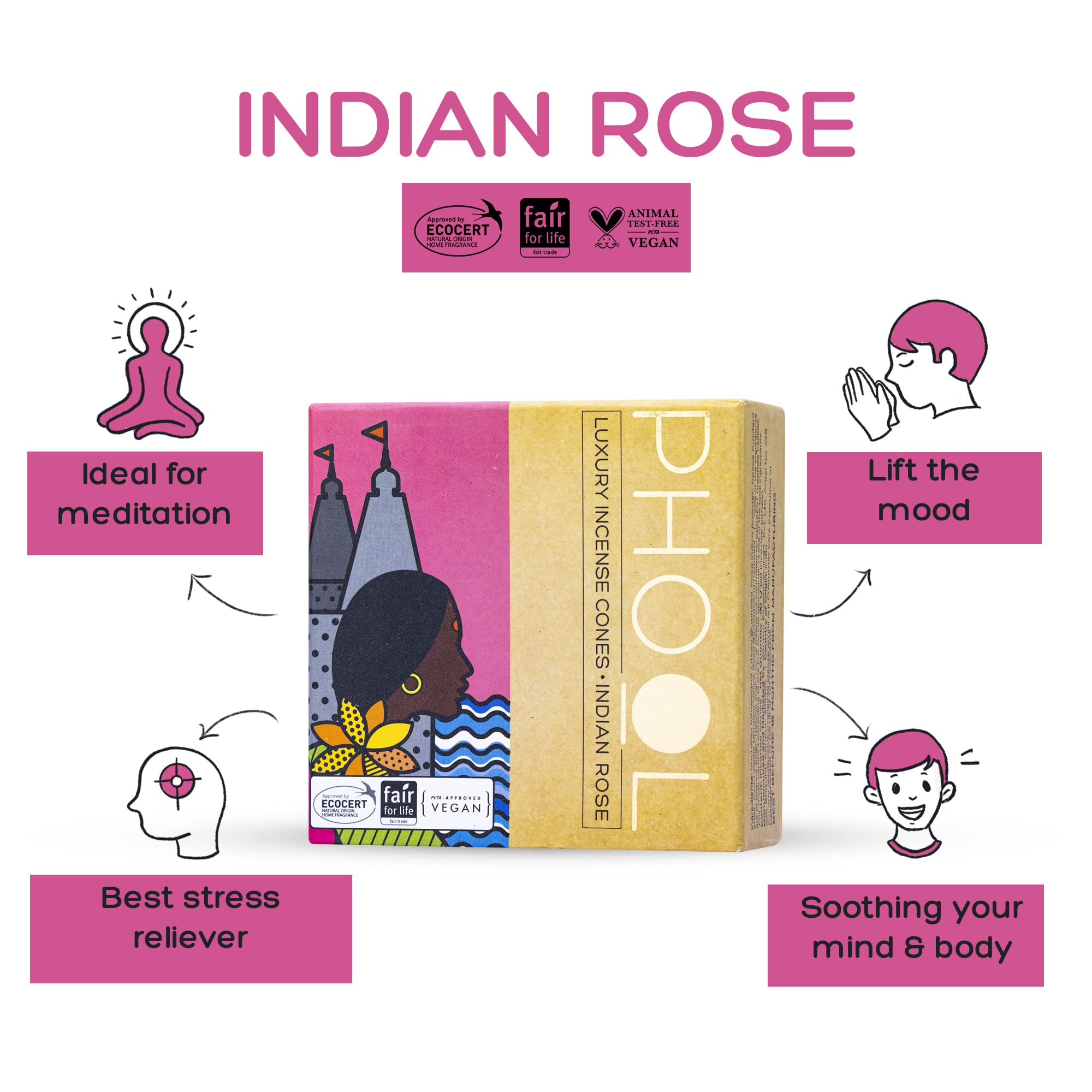 PHOOL LUXURY INCENSE Good Vibes Pack Of 80 Natural Dhoop Cones – view 3