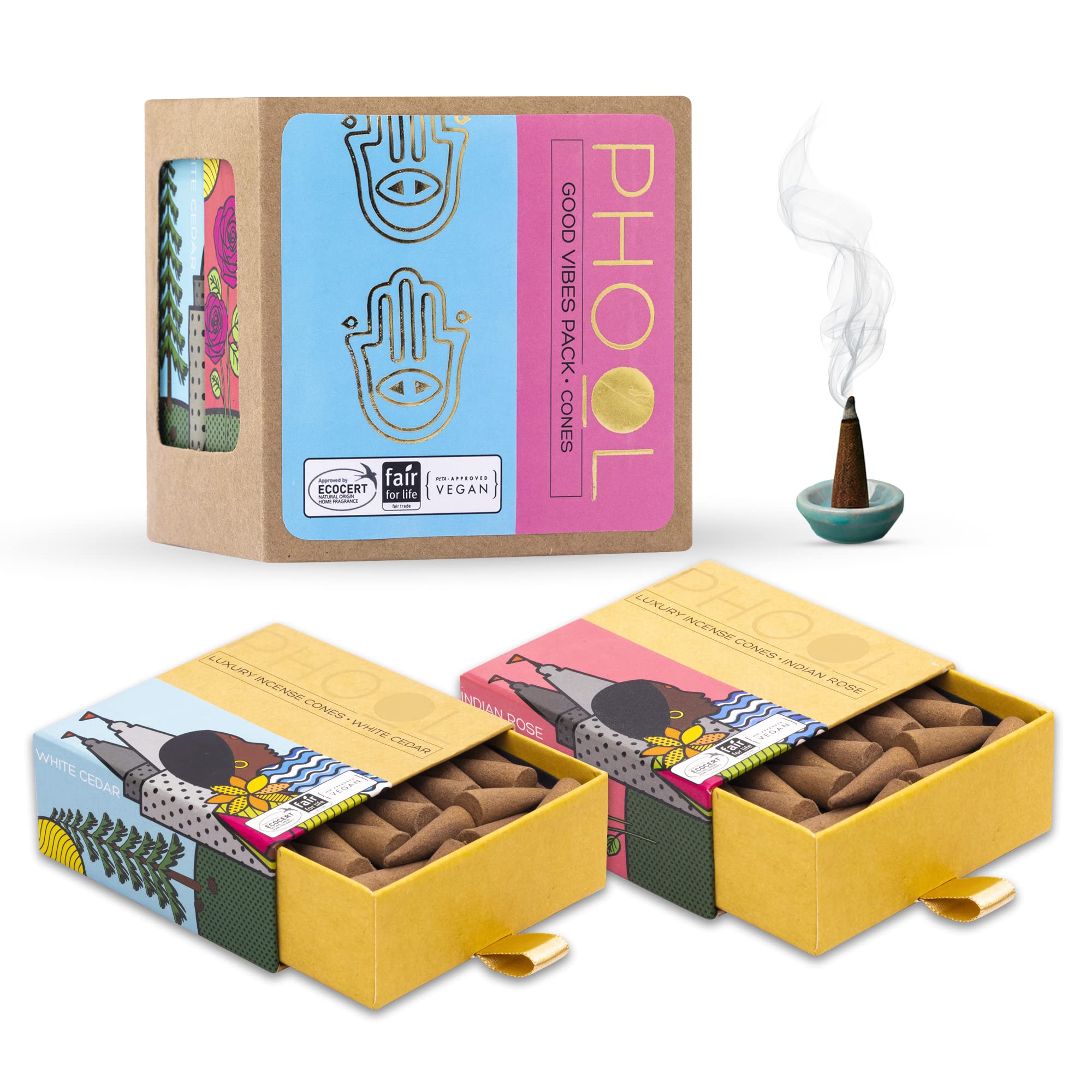 PHOOL LUXURY INCENSE Good Vibes Pack Of 80 Natural Dhoop Cones – view 6