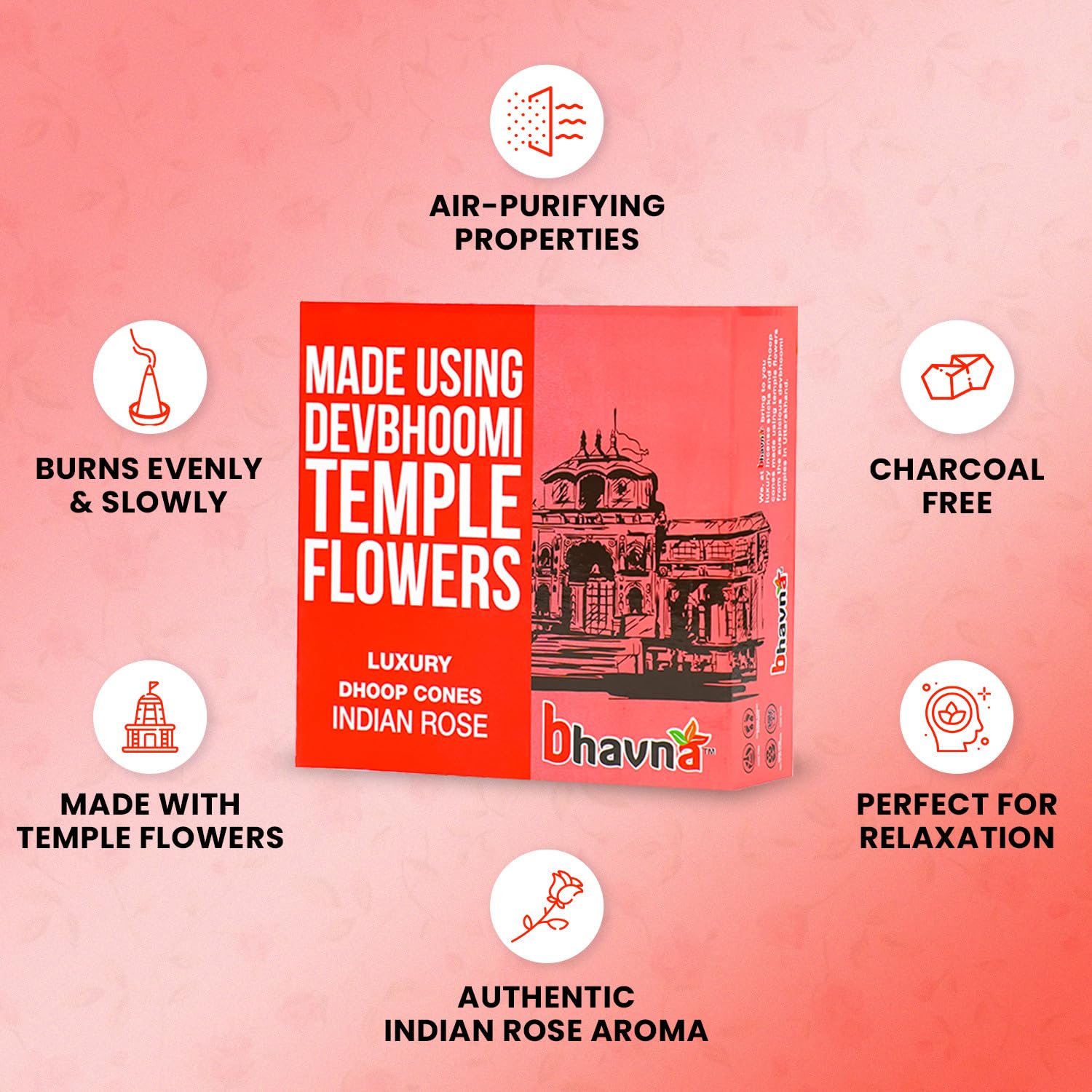 Bhavna Luxury Incense Cones – Indian Rose, Pack of 40 – view 4