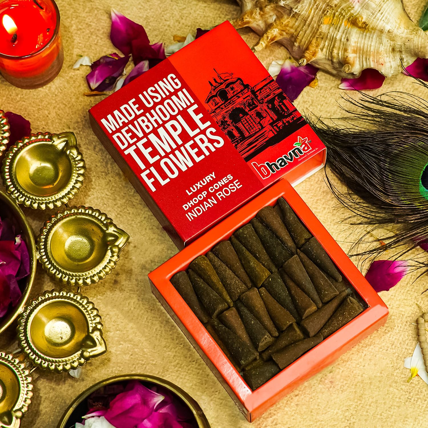 Bhavna Luxury Incense Cones – Indian Rose, Pack of 40 – view 2