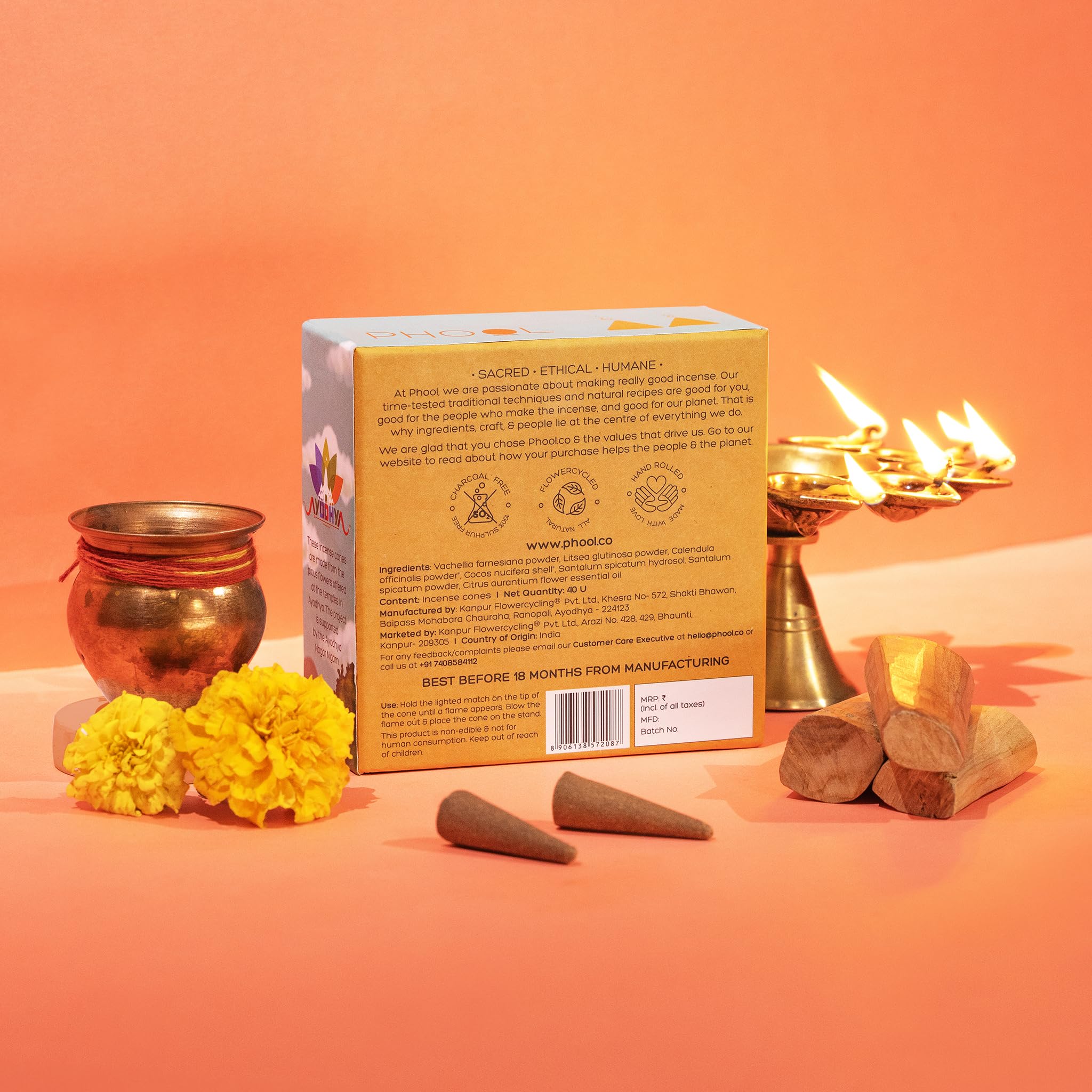 PHOOL LUXURY INCENSE Ayodhya Incense Cones-Soumya Chandan Fragrance – view 3