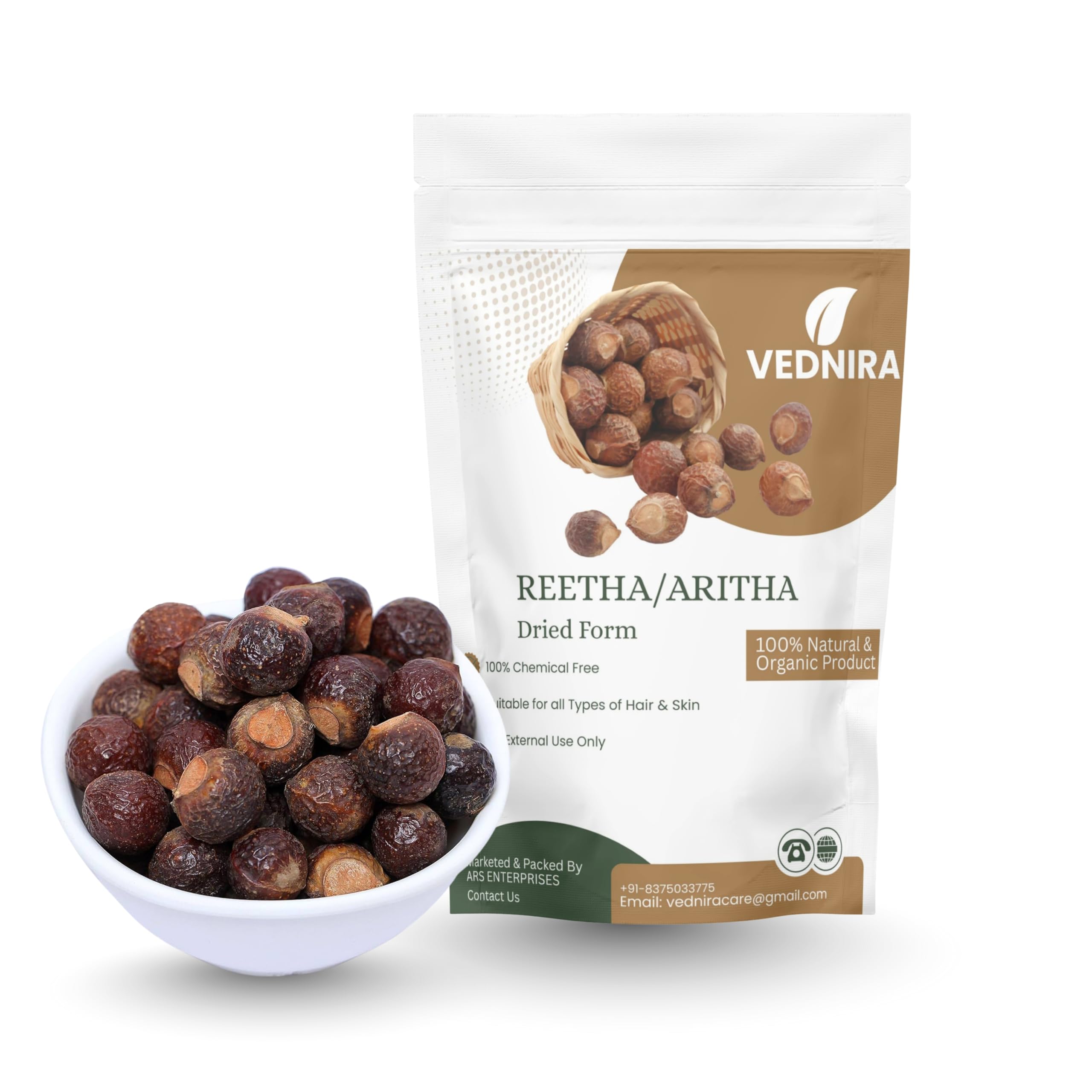 Raw dried reetha soap nuts pouch for traditional hair wash