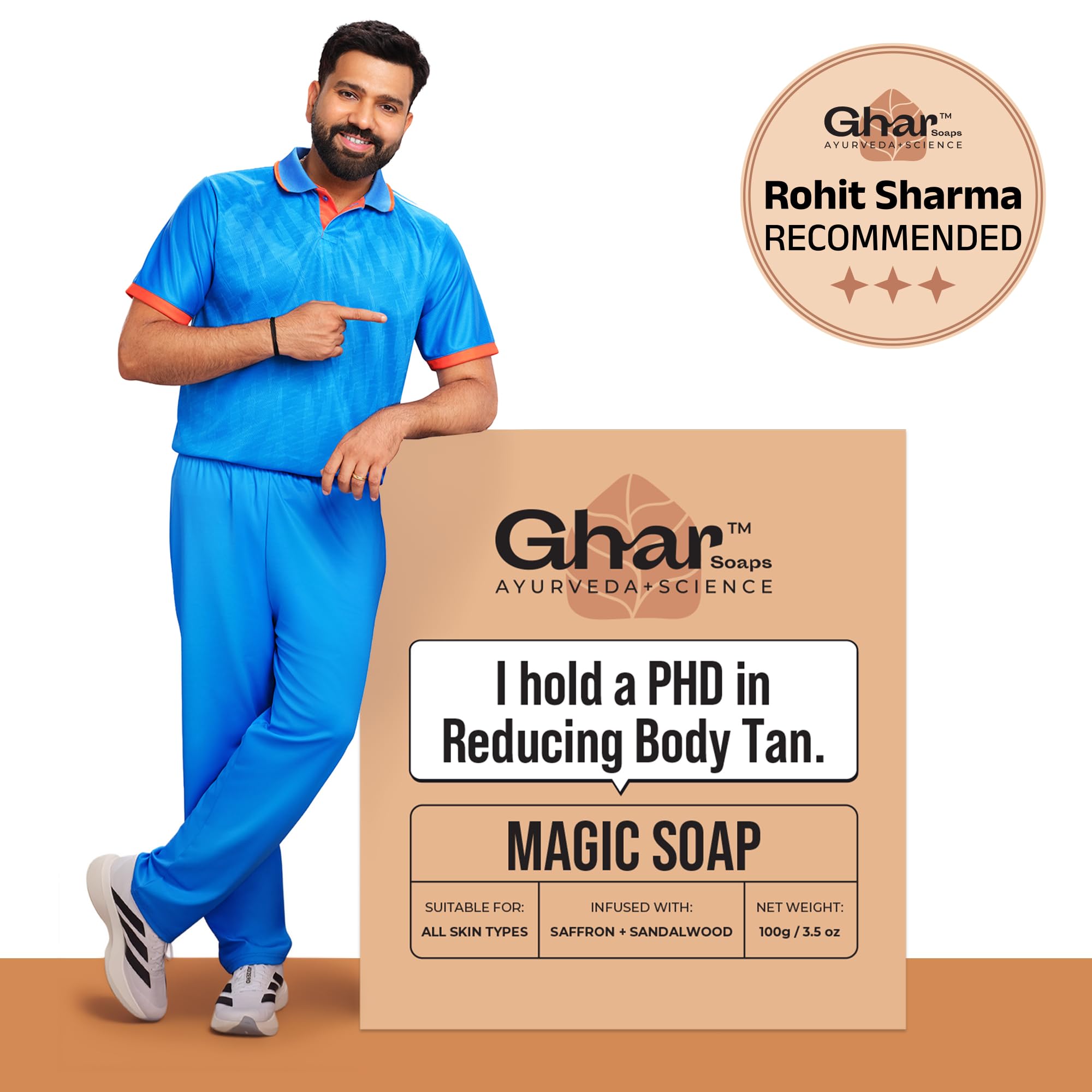 Ghar Soaps Sandalwood & Saffron Magic Soaps For Bath (100 Gms Pack Of 1) – view 2