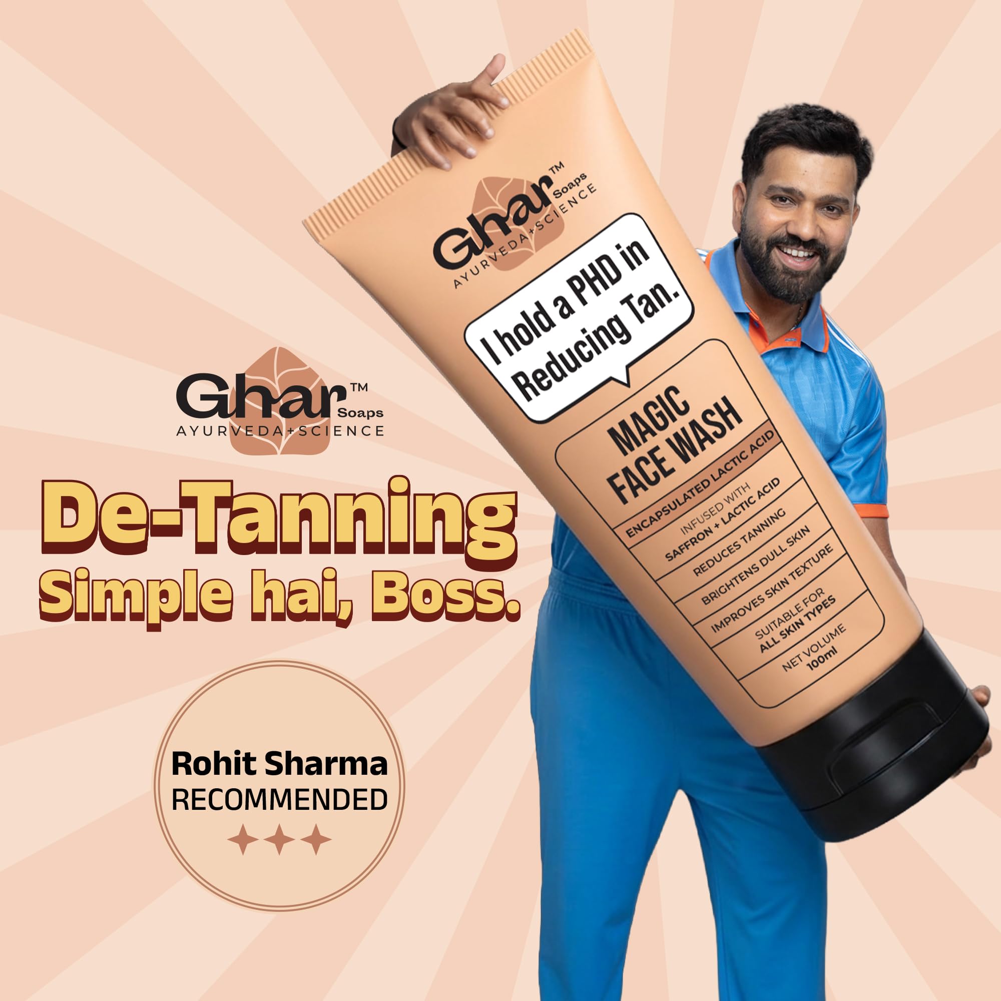 Ghar Soaps Magic De-Tan Face wash With Saffron & Glutathione 100ml – view 3