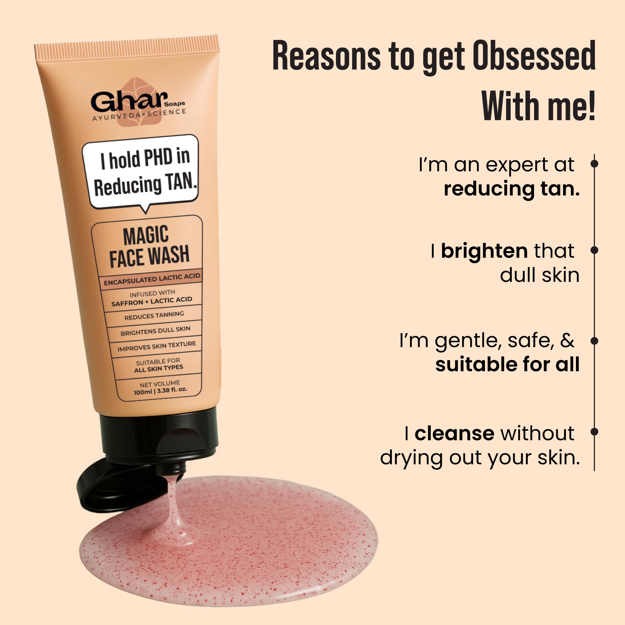 Ghar Soaps Magic De-Tan Face wash With Saffron & Glutathione 100ml – view 5