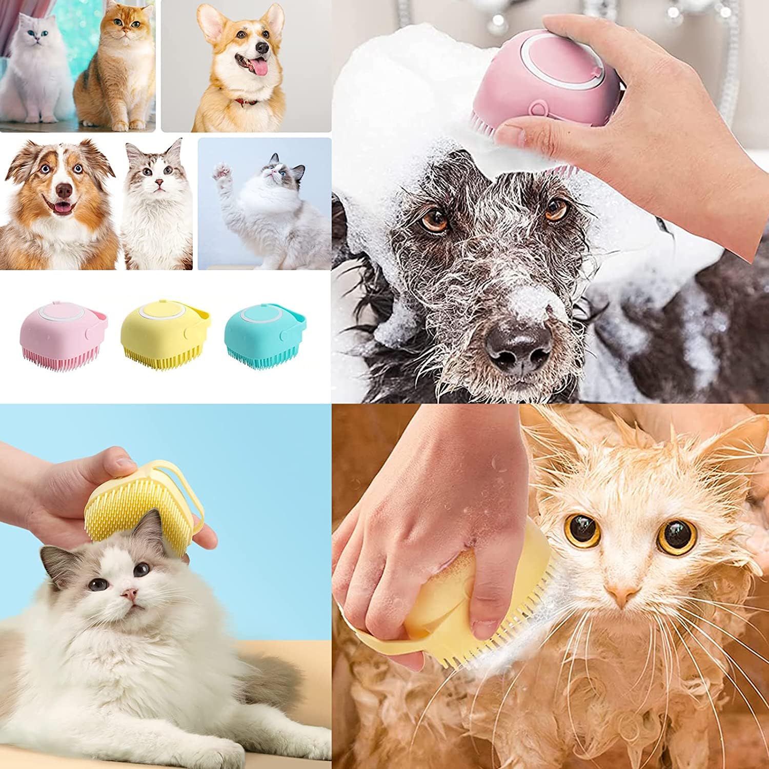 Styllent 4‑in‑1 Pet Grooming Set – Self‑Cleaning Slicker Deshedding Brush + Silicone Bath & Massage Tool + Adjustable Rubber Bath Scrubber + Ergonomic Nail Clippers – for Dogs & Cats – view 5