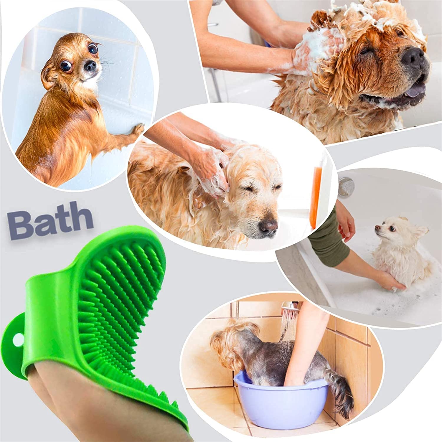 Styllent 4‑in‑1 Pet Grooming Set – Self‑Cleaning Slicker Deshedding Brush + Silicone Bath & Massage Tool + Adjustable Rubber Bath Scrubber + Ergonomic Nail Clippers – for Dogs & Cats – view 8