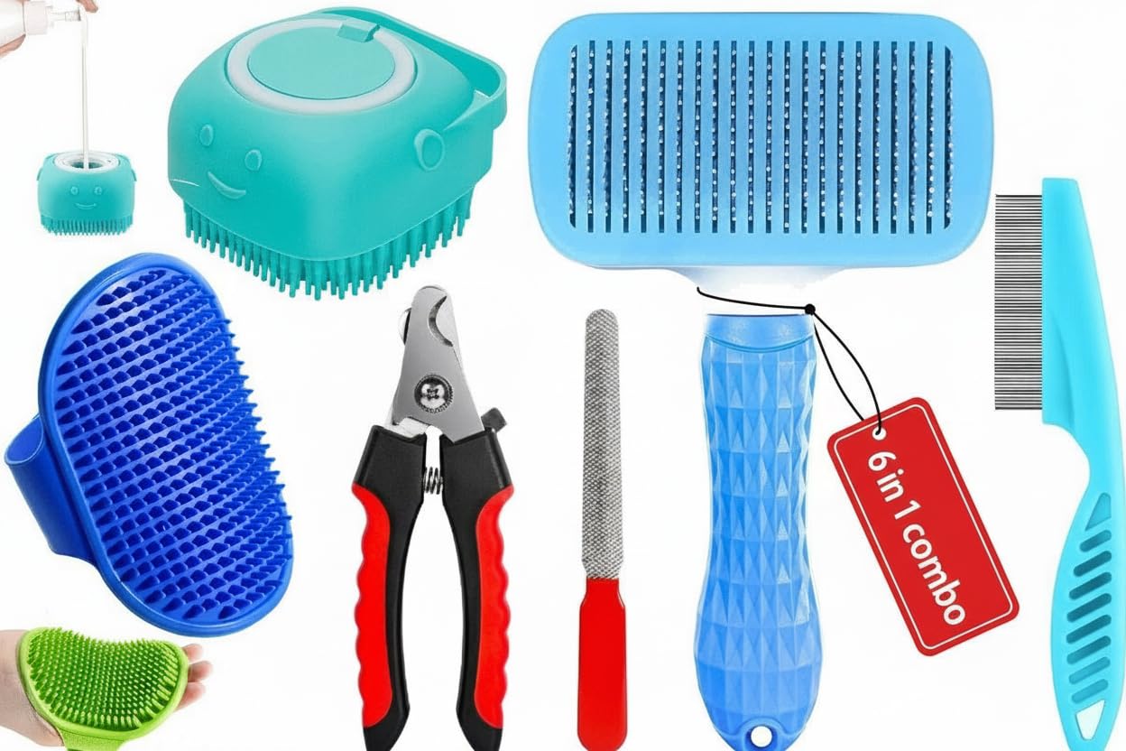 Six piece dog and cat grooming tools set from Deriz