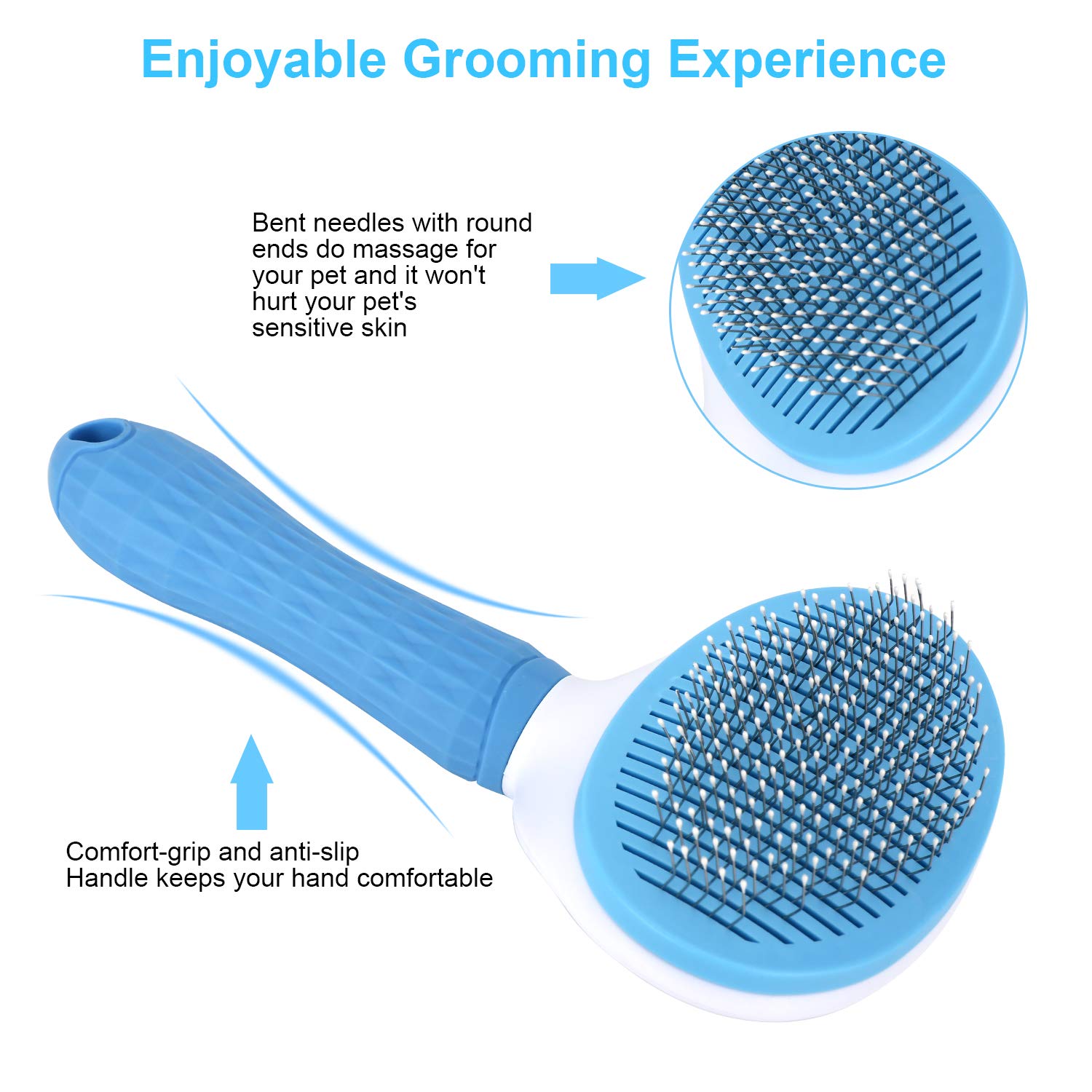 Depets Self Cleaning Slicker Brush, Pet Grooming Shedding Brush for Dogs and Cats - Easy to Remove Loose Undercoat, Pet Massaging Tool Suitable for Pets with Long or Short Hair Color May Vary – view 2