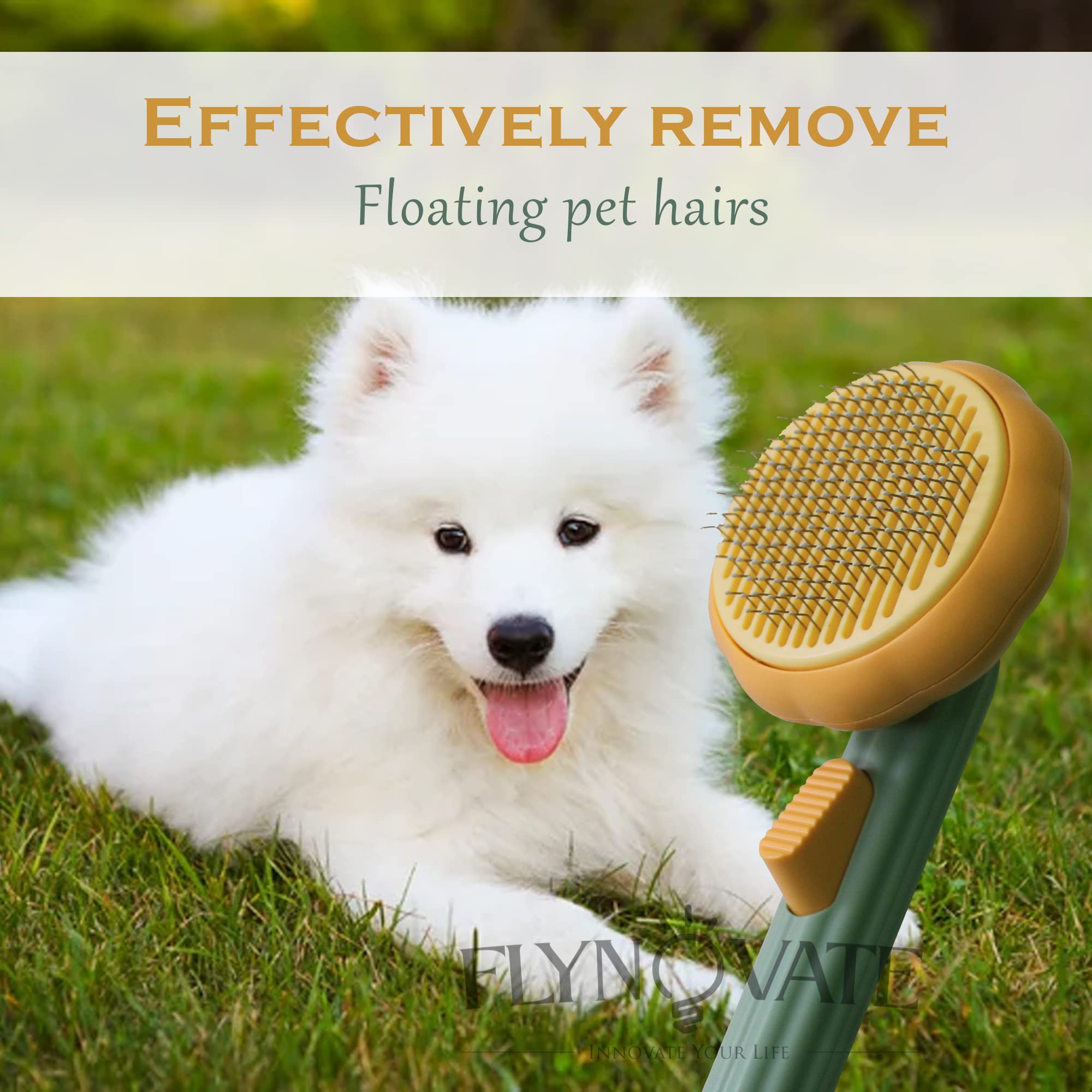 Flynovate Self Cleaning Dog Comb & Cat Comb - Pet Hair Remover Grooming Comb with Switch & PAIN - FREE Slickers – view 7
