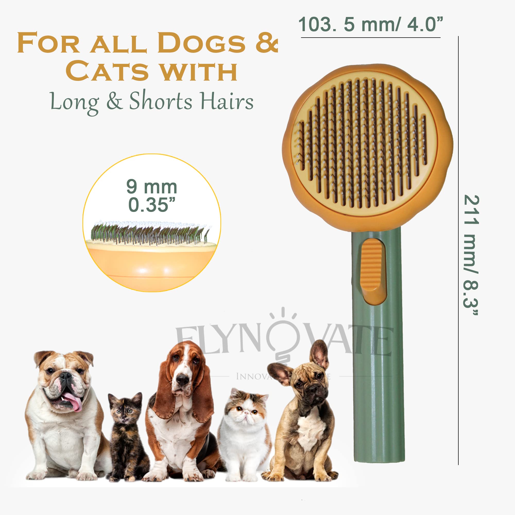 Flynovate Self Cleaning Dog Comb & Cat Comb - Pet Hair Remover Grooming Comb with Switch & PAIN - FREE Slickers – view 8