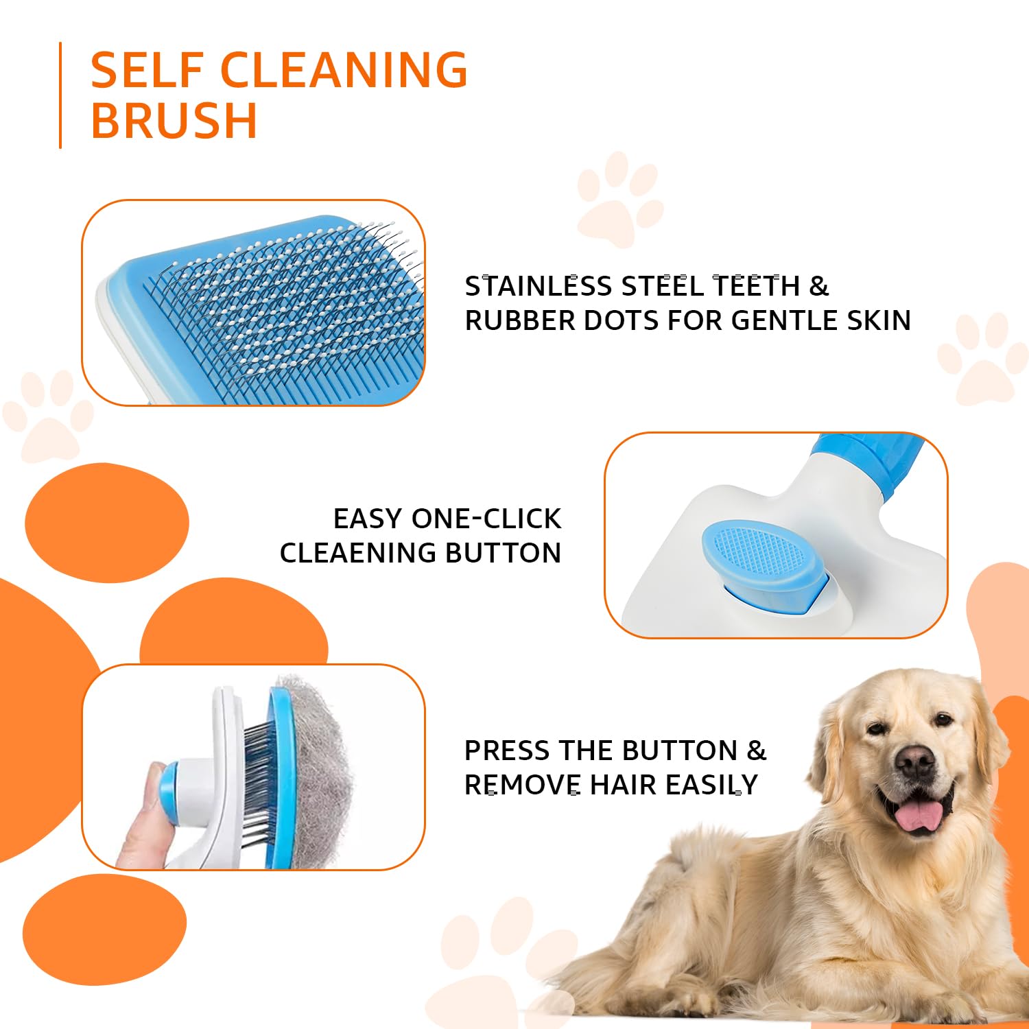 Amazon Basics Self Cleaning Slicker Pet Grooming Brush – view 3