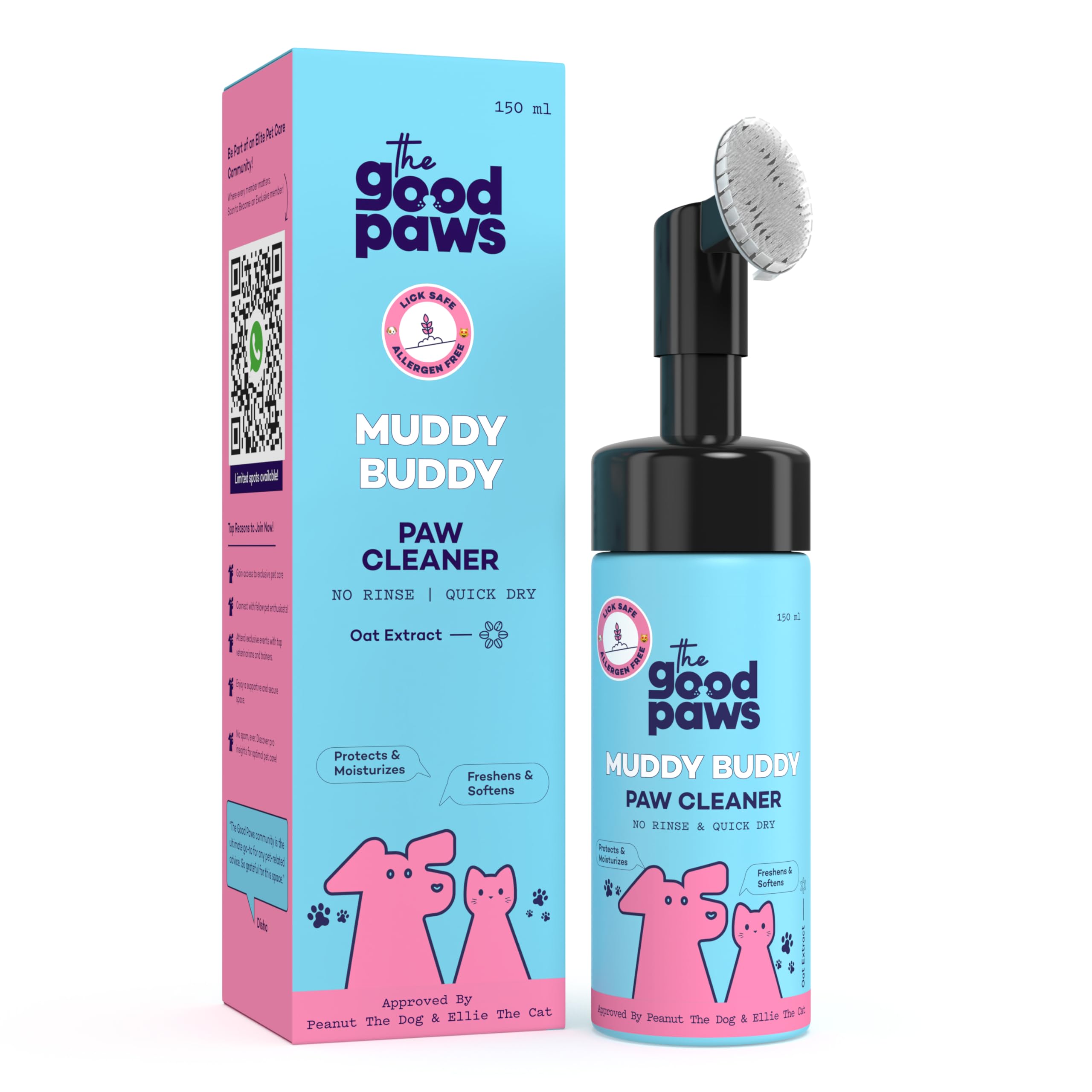 Foaming paw cleaner for dogs and cats, 150 ml bottle