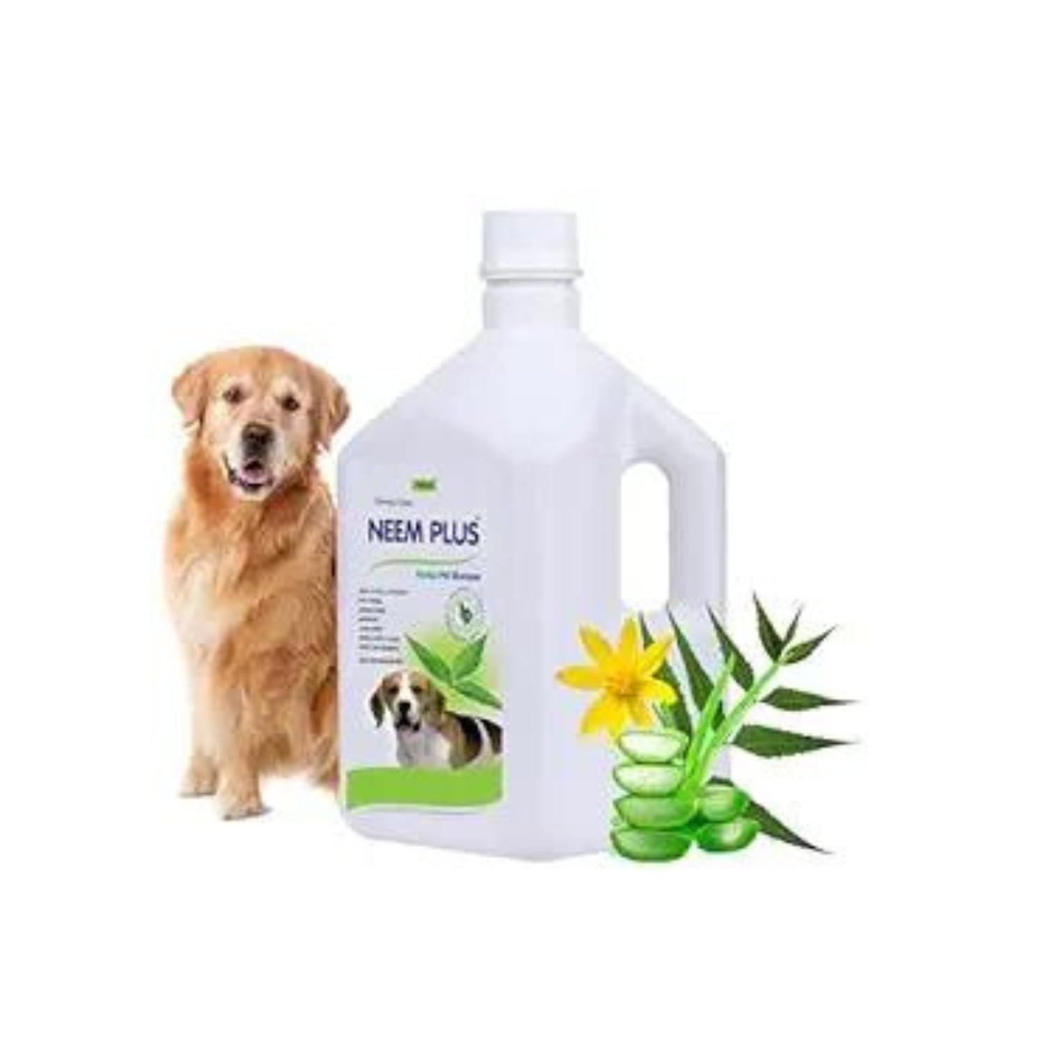 Neem-scented dog shampoo bottle for regular coat cleansing