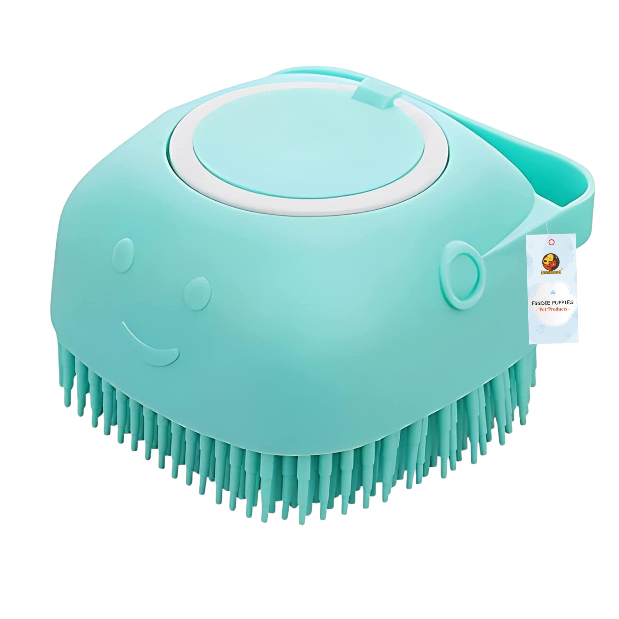 Soft silicone pet bath brush with built-in shampoo dispenser