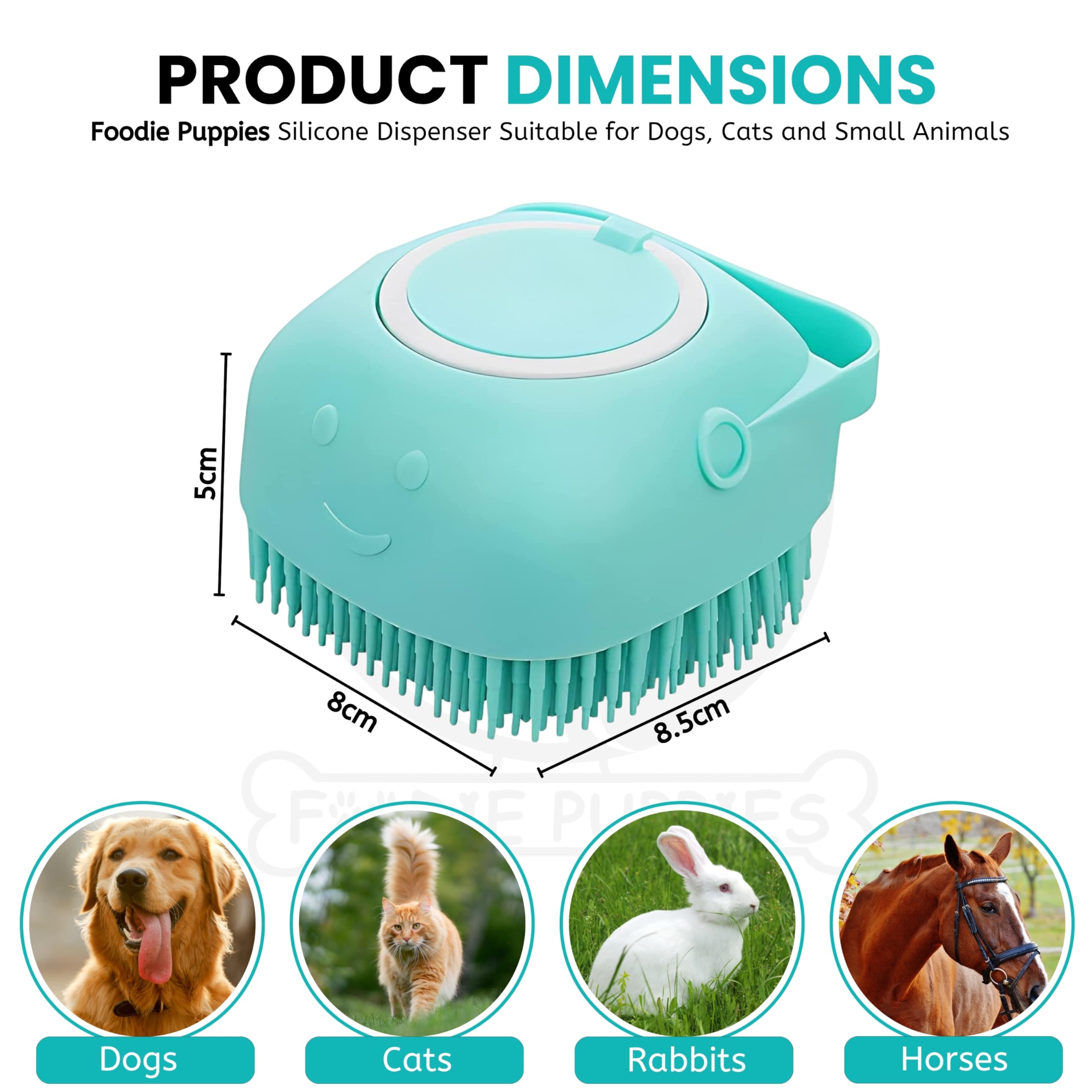 Foodie Puppies Dog Bath Brush Body Scrubber Shampoo Dispenser Tick Remover - (Silicone Dispenser Brush) for Shower Bathing and Shedding Soft Silicone Brushes for Pet Puppy Dogs Cat Rabbit Horse – view 2