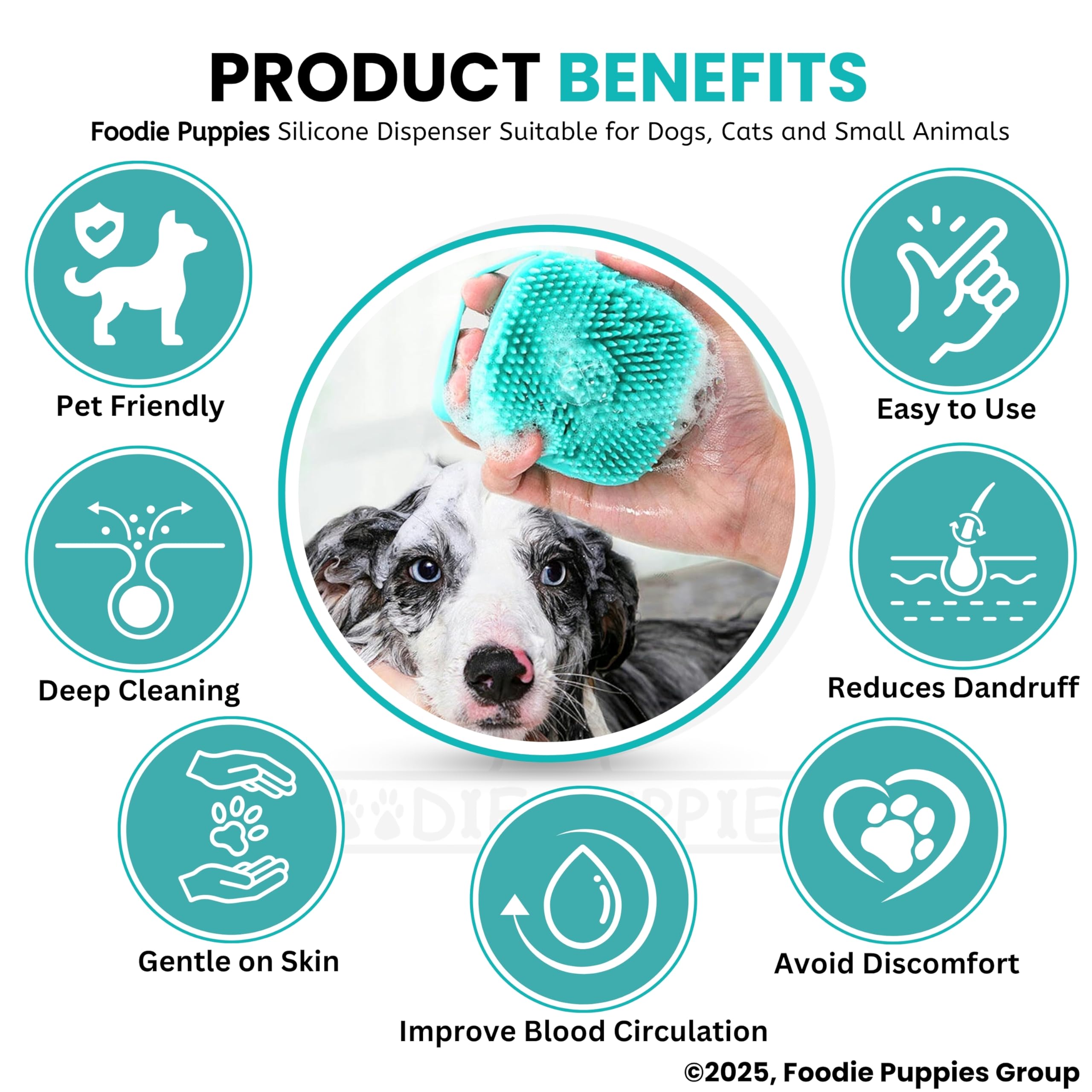 Foodie Puppies Dog Bath Brush Body Scrubber Shampoo Dispenser Tick Remover - (Silicone Dispenser Brush) for Shower Bathing and Shedding Soft Silicone Brushes for Pet Puppy Dogs Cat Rabbit Horse – view 5