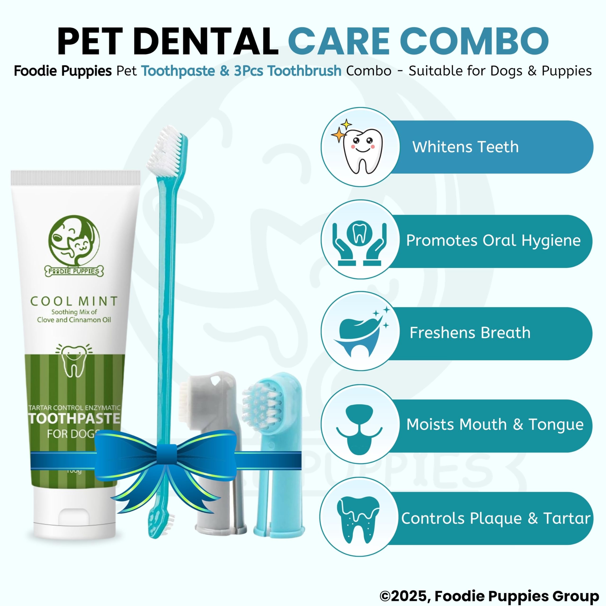Foodie Puppies Pet Dental Oral Care Kit Combo - (Coolmint Toothpaste - 100g + 3Pcs Toothbrush) for Dogs – view 5