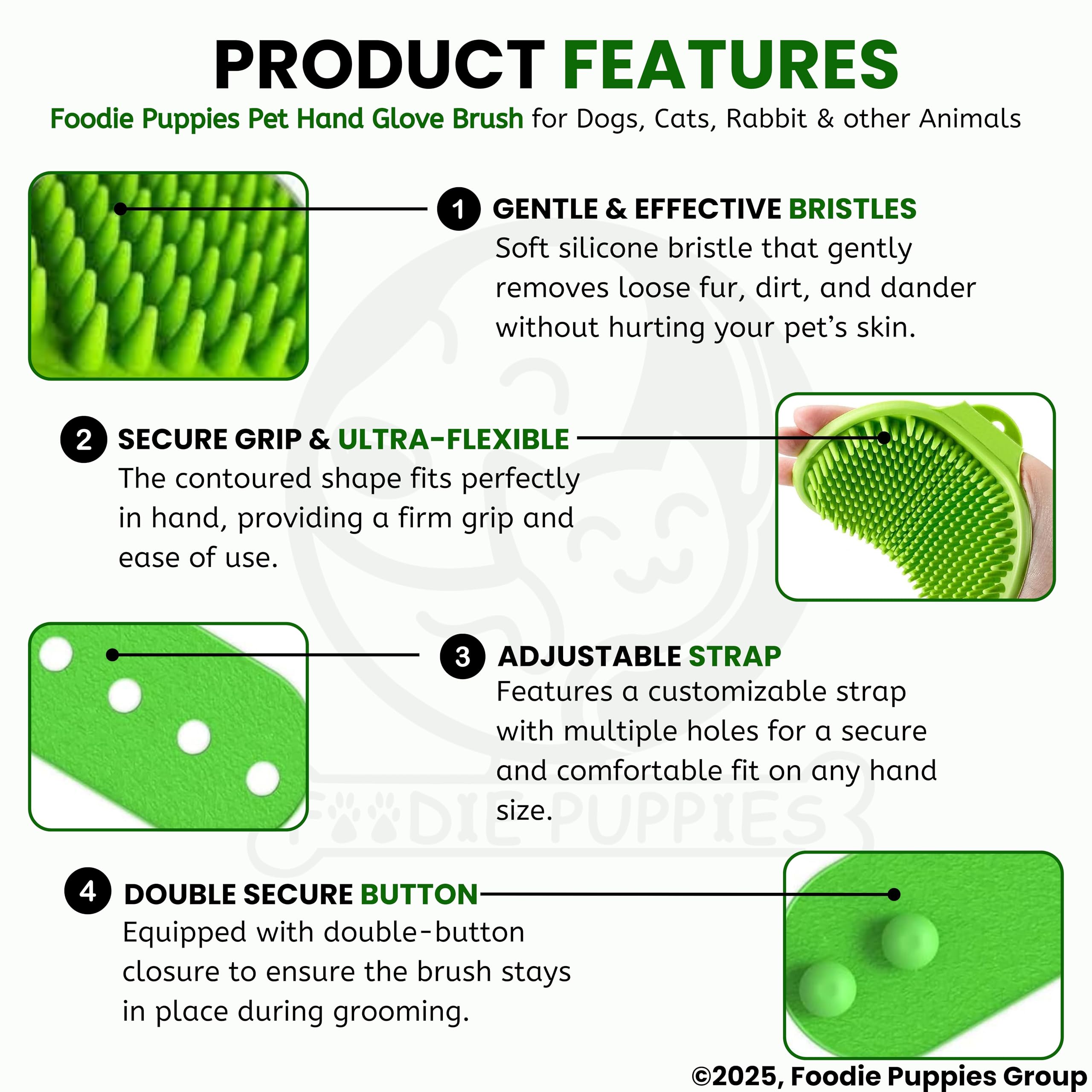 Foodie Puppies Pet Massage Rubber Bath Glove for Dogs, Cats, Rabbit, & Hamster – view 4