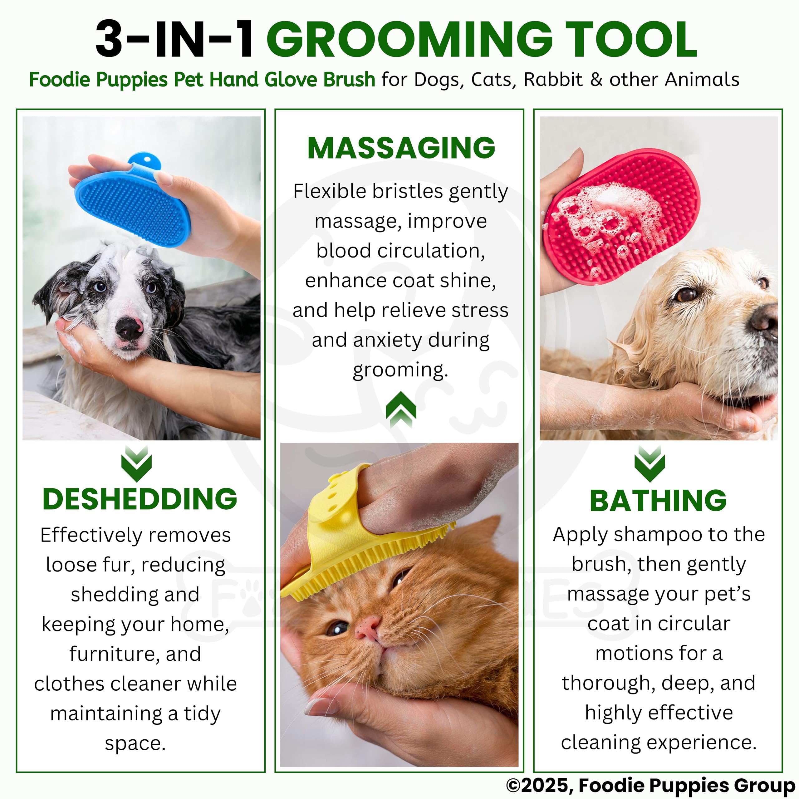 Foodie Puppies Pet Massage Rubber Bath Glove for Dogs, Cats, Rabbit, & Hamster – view 6