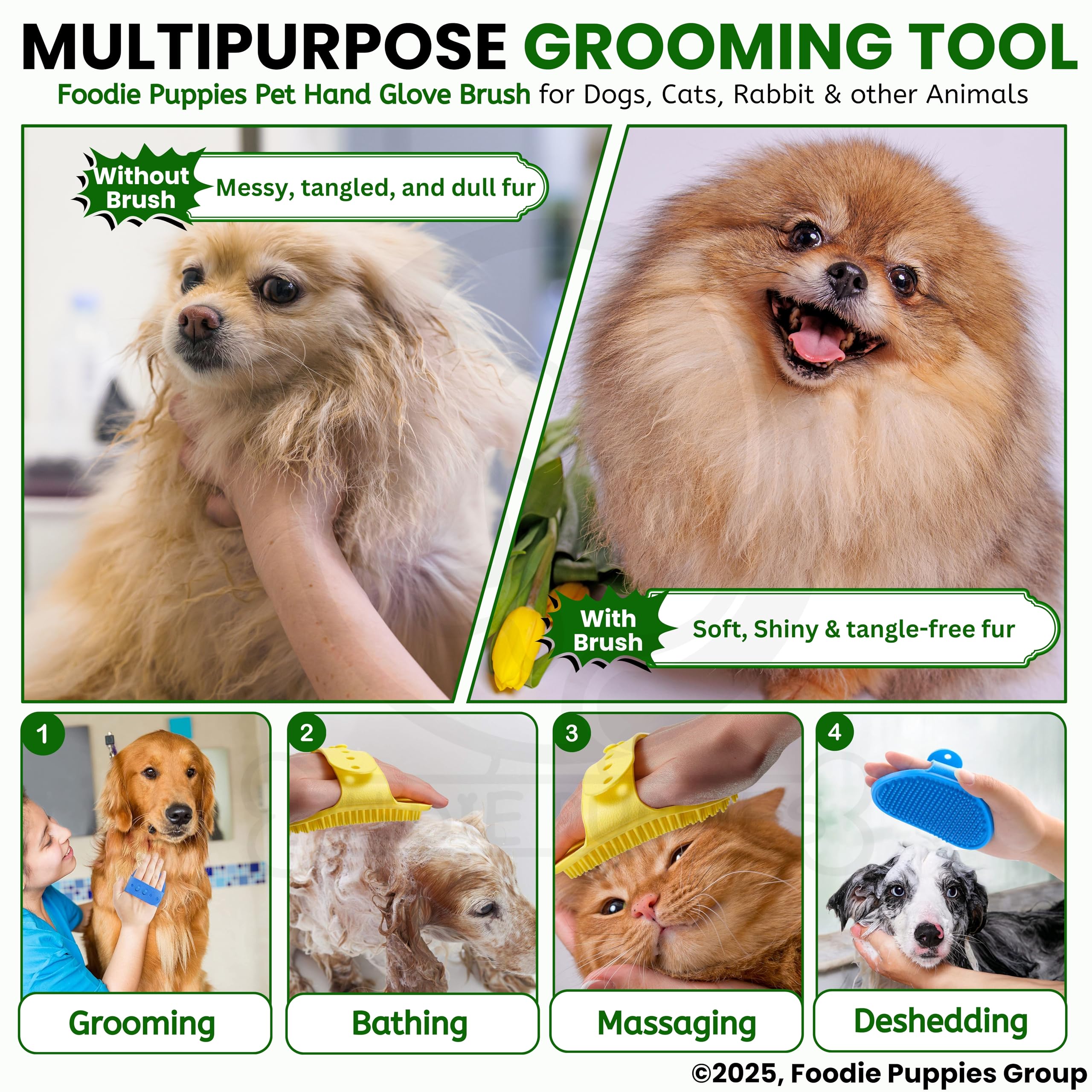 Foodie Puppies Pet Massage Rubber Bath Glove for Dogs, Cats, Rabbit, & Hamster – view 7