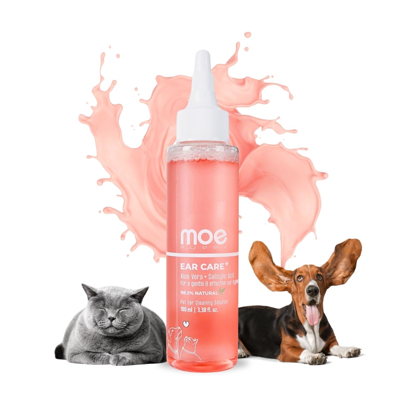 Moe Puppy Ear Care+ 100 ml pet ear cleanser bottle