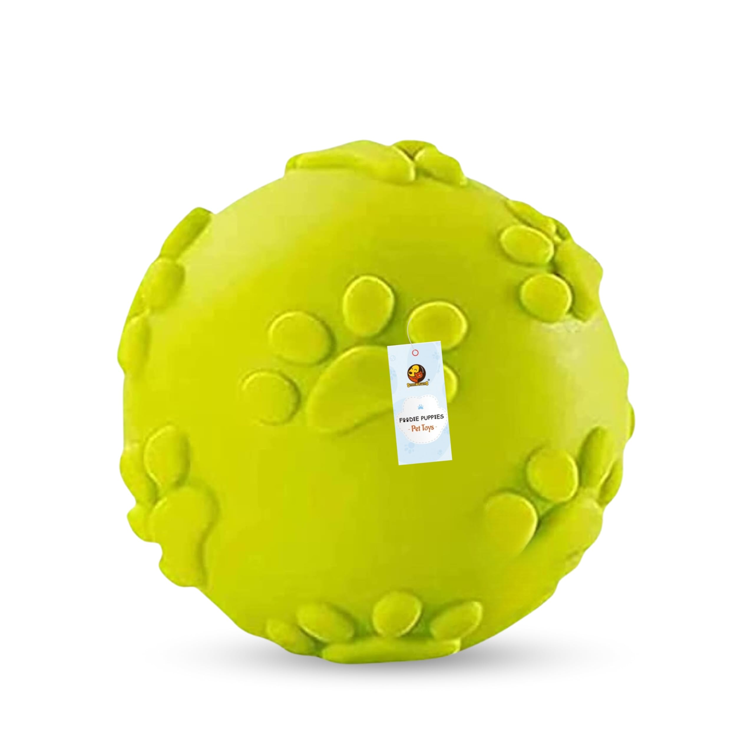 Small green latex rubber squeaky dog ball toy