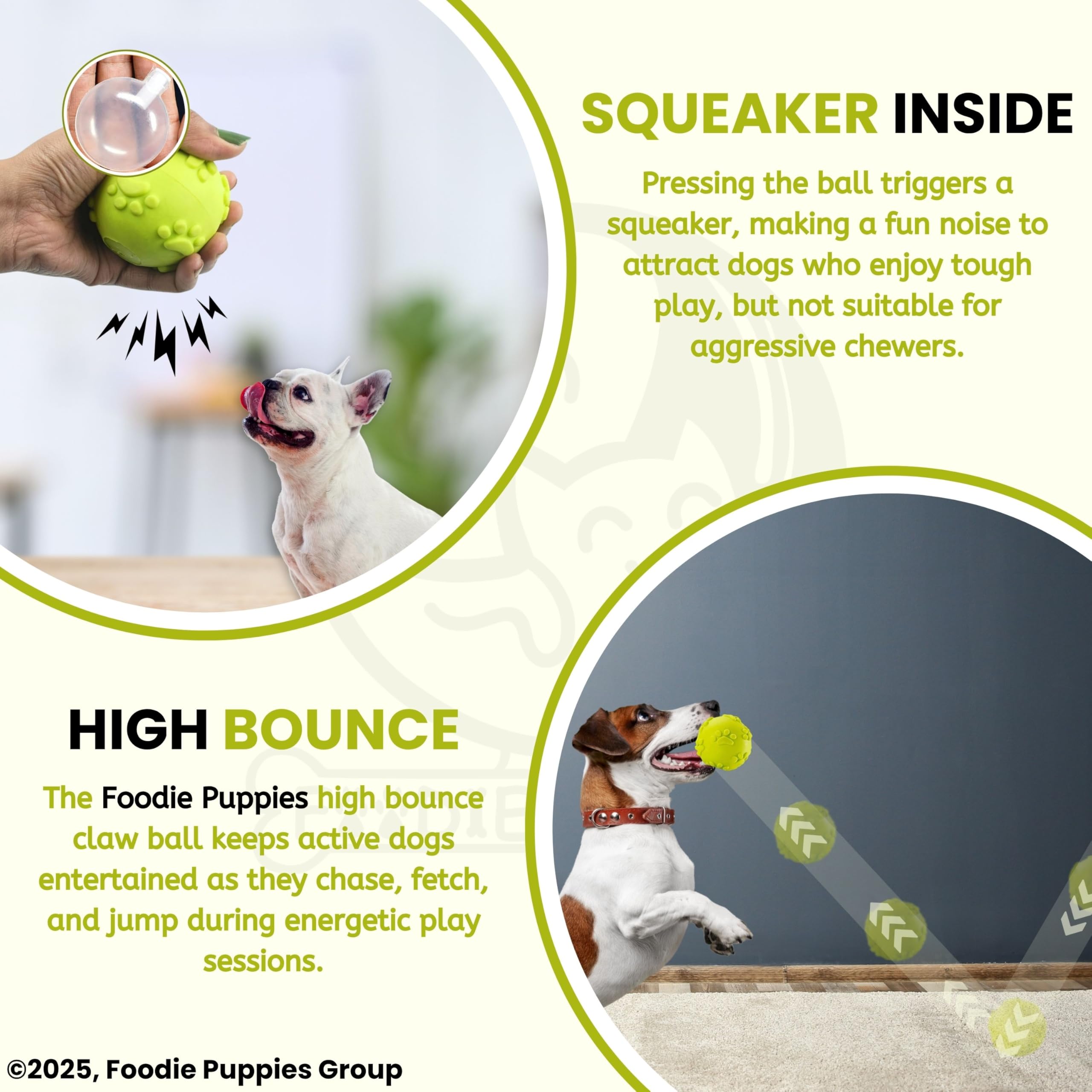 Foodie Puppies Latex Rubber Squeaky Dog Chew Ball Toy - (Claw Ball, Small) Durable and Safe Fetch Teething Dog Toy for Puppies and Small to Medium Dogs, Paw Design Helps to Clean Teeth (Diameter, 6cm) – view 5