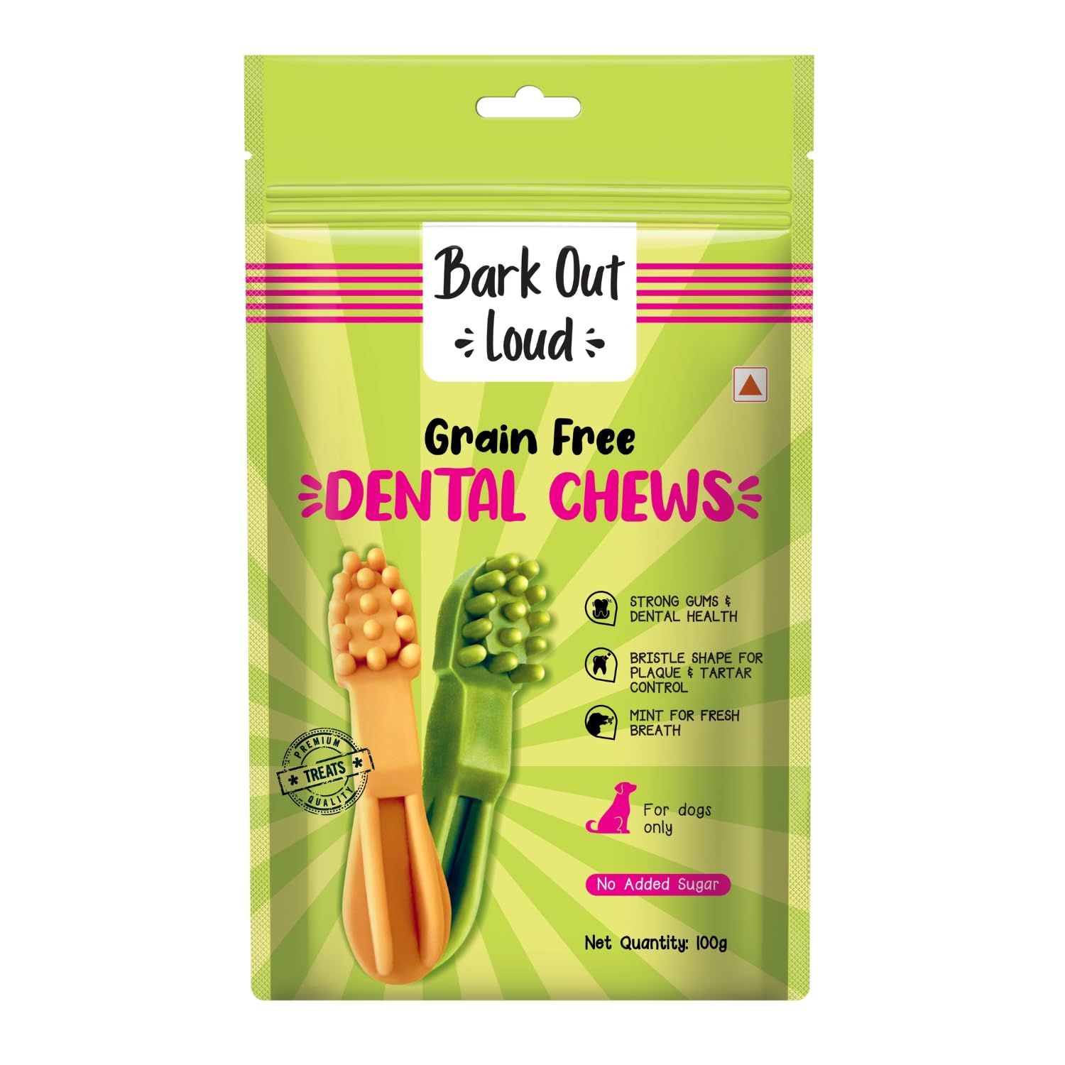 Brush-shape chicken dog chews in 200 g double pack