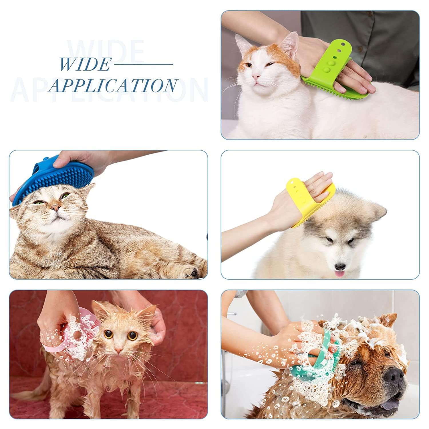 5 Pcs Self Cleaning Slicker Shedding Brush Pet Bath Massage Brush With Soap & Shampoo Dispenser Soft Silicone Bristle Finger Toothbrush & Stainless Steel Comb For Long Short Haired Dogs Cats Shower Bathing – view 6