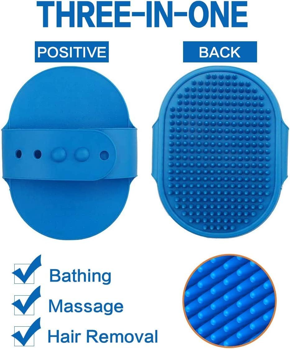 5 Pcs Self Cleaning Slicker Shedding Brush Pet Bath Massage Brush With Soap & Shampoo Dispenser Soft Silicone Bristle Finger Toothbrush & Stainless Steel Comb For Long Short Haired Dogs Cats Shower Bathing – view 8