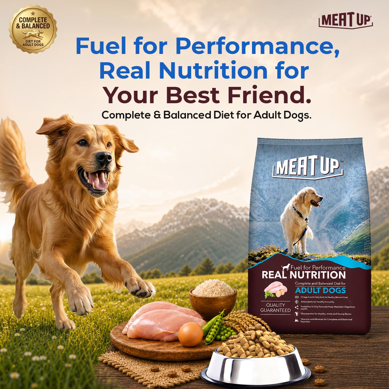 Meat Up Adult Dry Dog Food 2.4kg (1.2kg + 1.2kg) – view 2