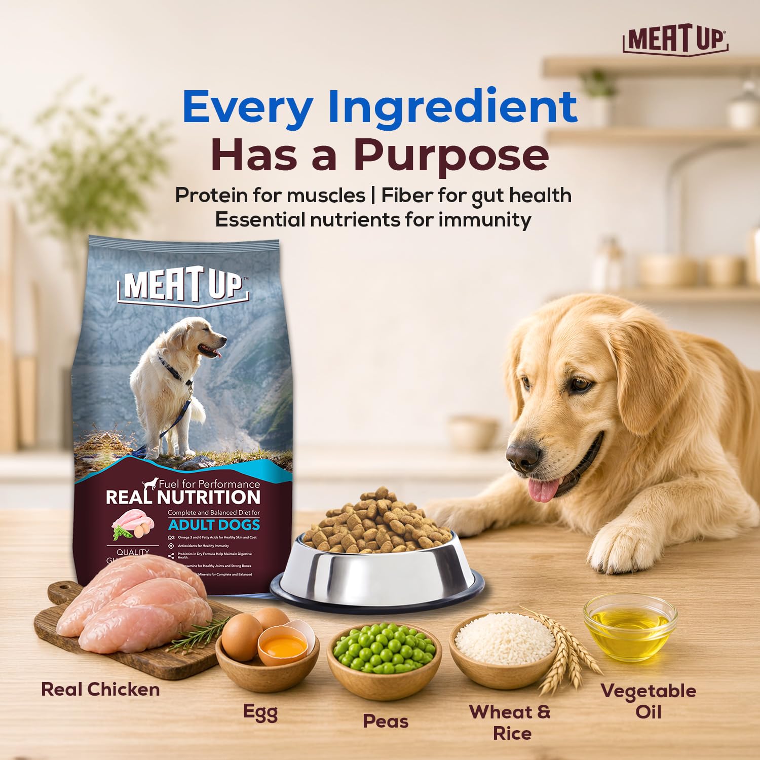 Meat Up Adult Dry Dog Food 2.4kg (1.2kg + 1.2kg) – view 5