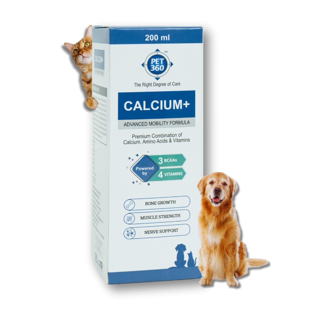 PET360 Calcium+ pet calcium syrup bottles for dogs and cats