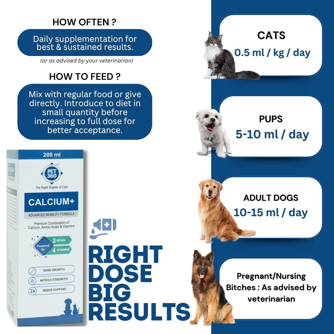PET360 Calcium+ Advanced Mobility Formula with Calcium, Amino Acids & Vitamins for Dogs & Cats – view 6