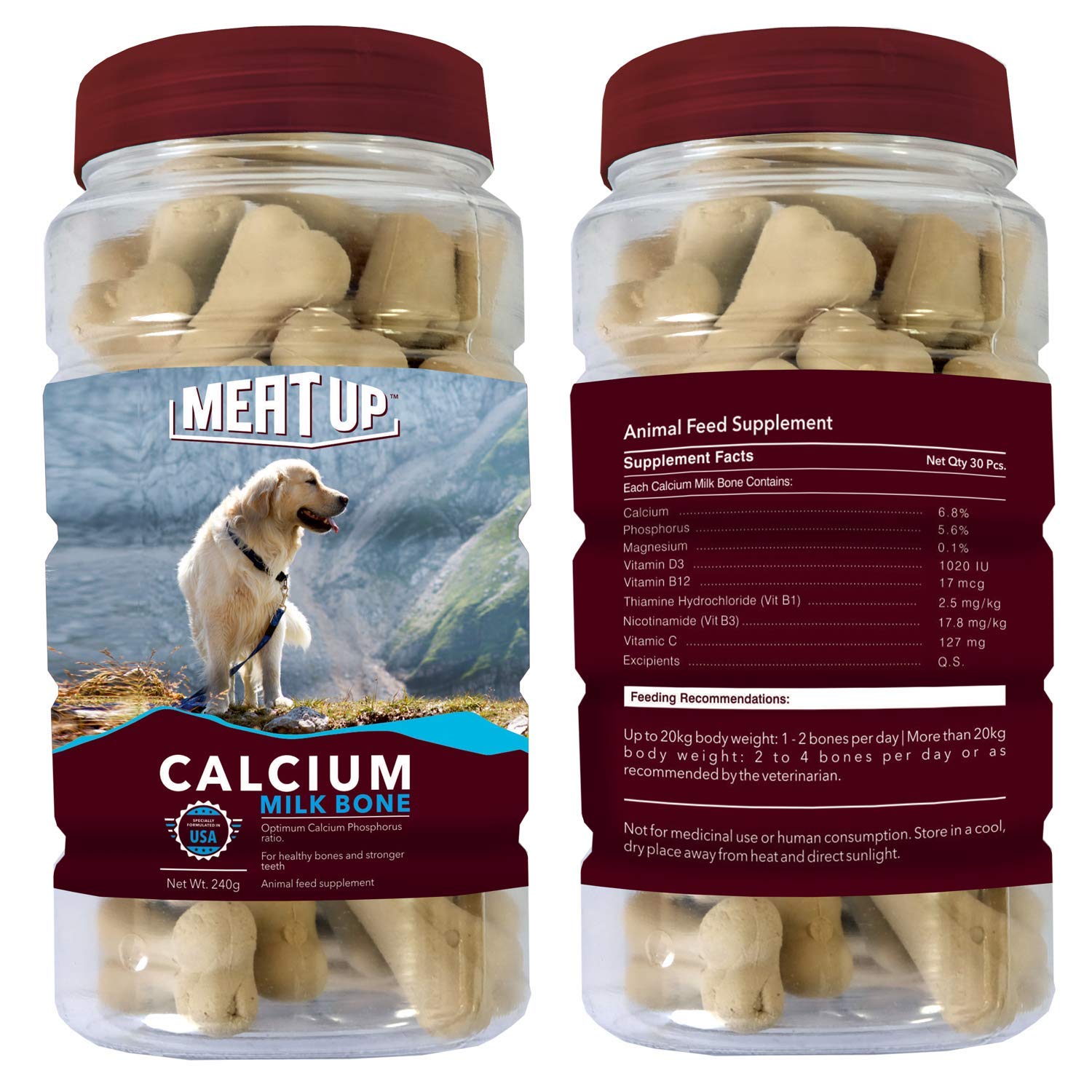 Meat Up Calcium Bone Supplement Dog Treats (240g + 240g) 480g – view 3