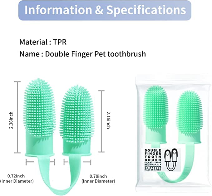 Inralimot Dog Toothbrush Cat Finger, Teeth Cleaning Set Soft Bristles for Easy Dental Care Toothbrush Suitable for Large to Small Dogs Cats and Small Pets Color: Pink or cyan,Manual, Adult – view 5