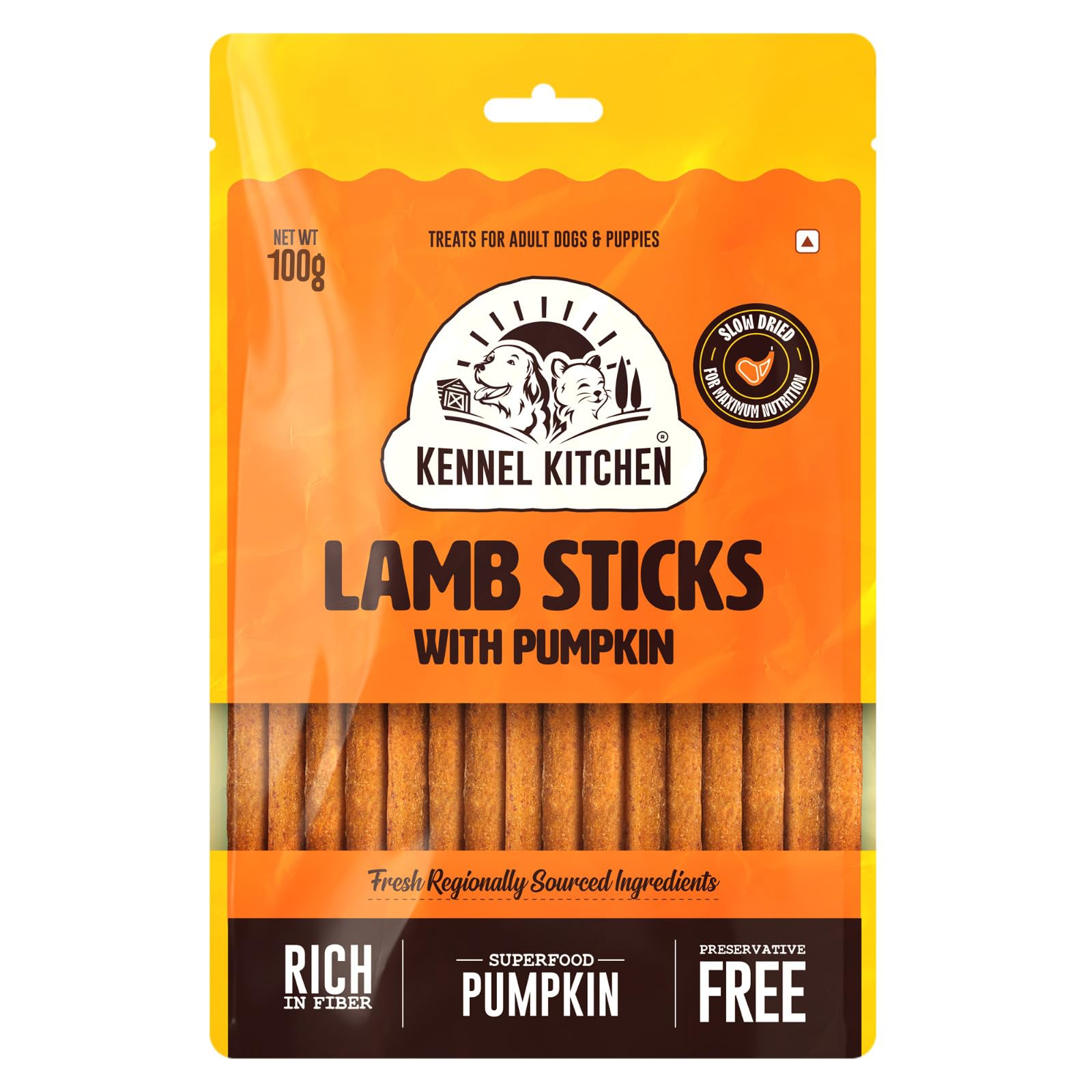 Bag of Kennel Kitchen lamb pumpkin soft dog treat sticks