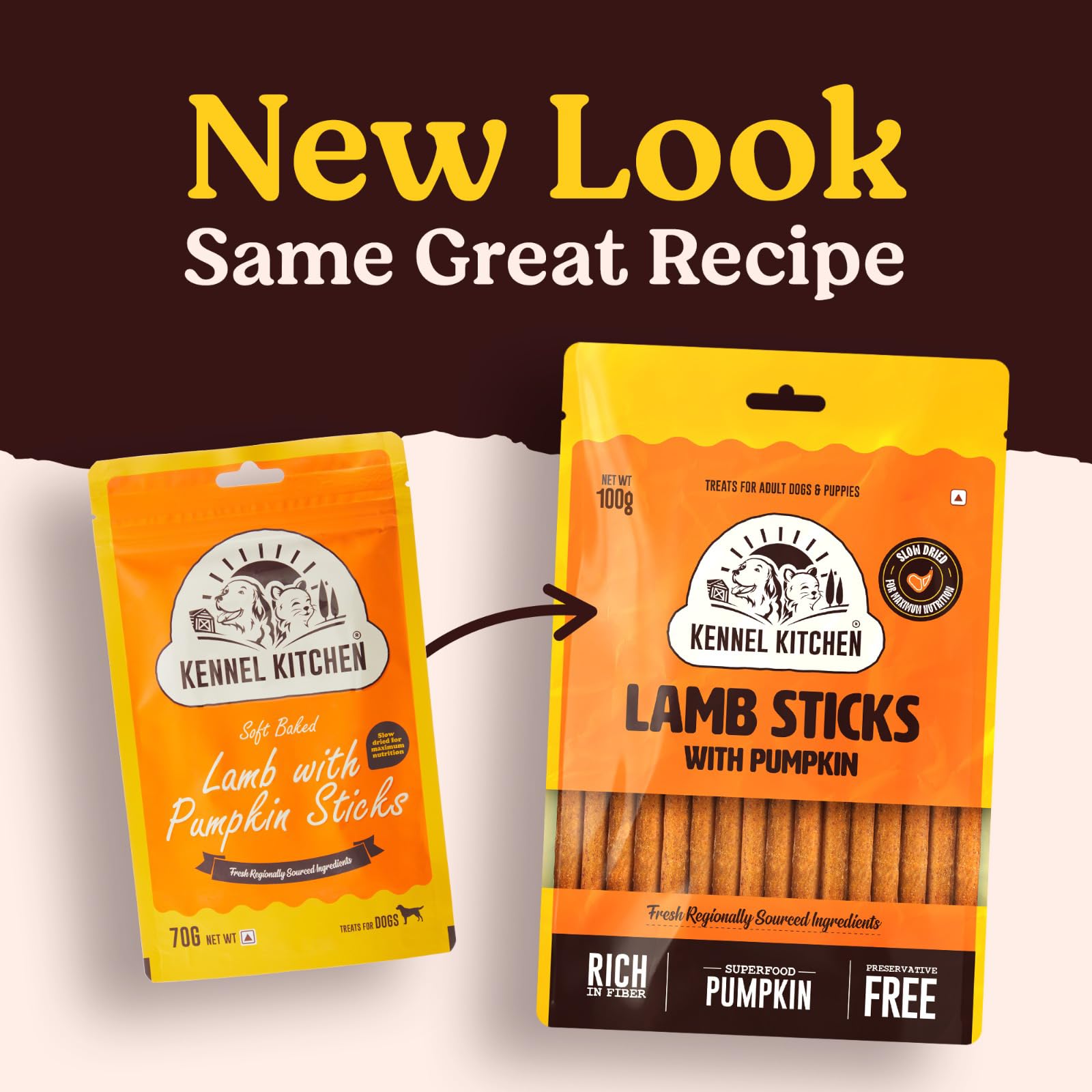 Kennel Kitchen Soft Baked Lamb with Pumpkin Sticks Treats for Dogs, 100g (Pack of 1) – view 3
