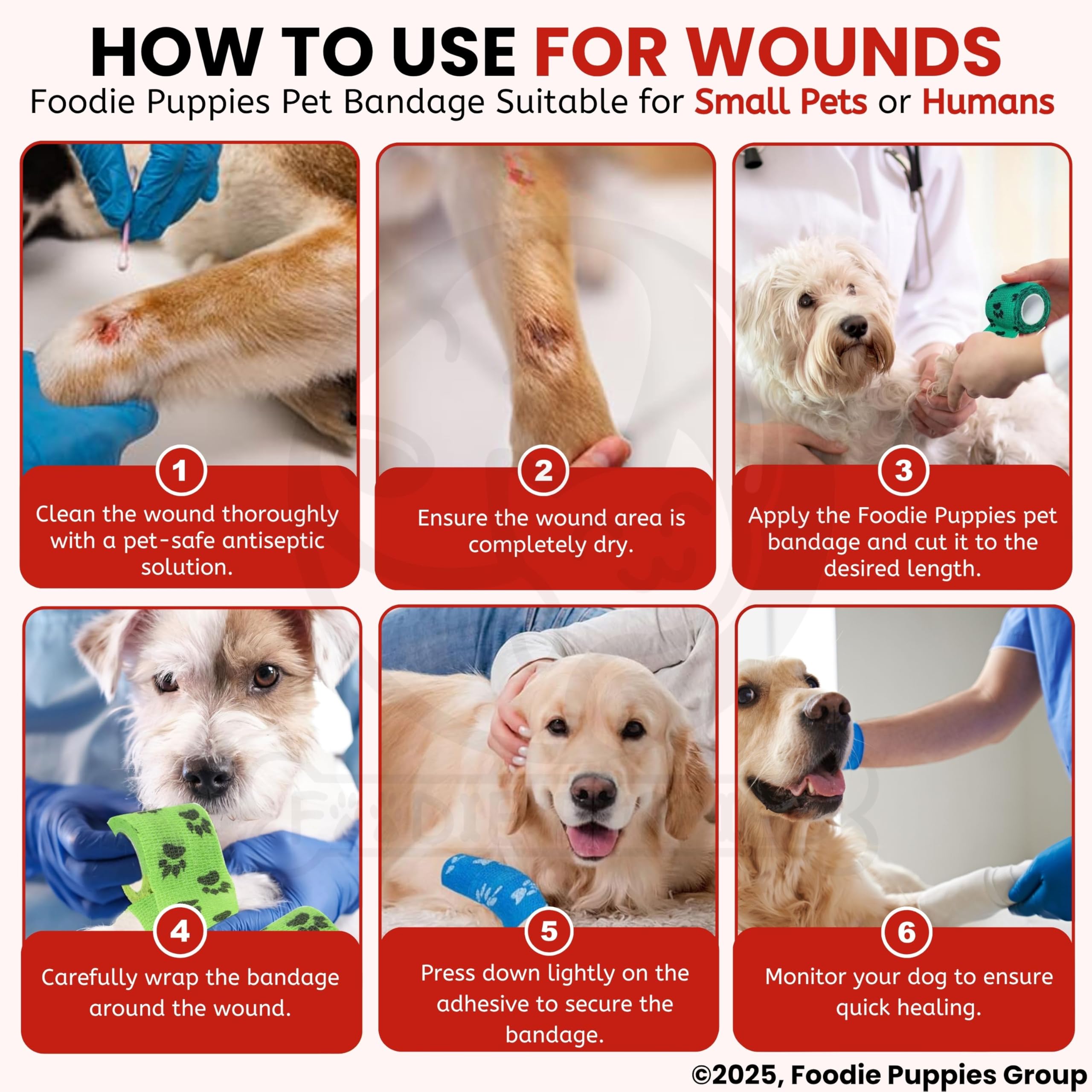 Foodie Puppies 2-Inch Self-Adhesive Kinesiology Pet Bandages - (2 Rolls, Small, 1.8M Each) – view 8