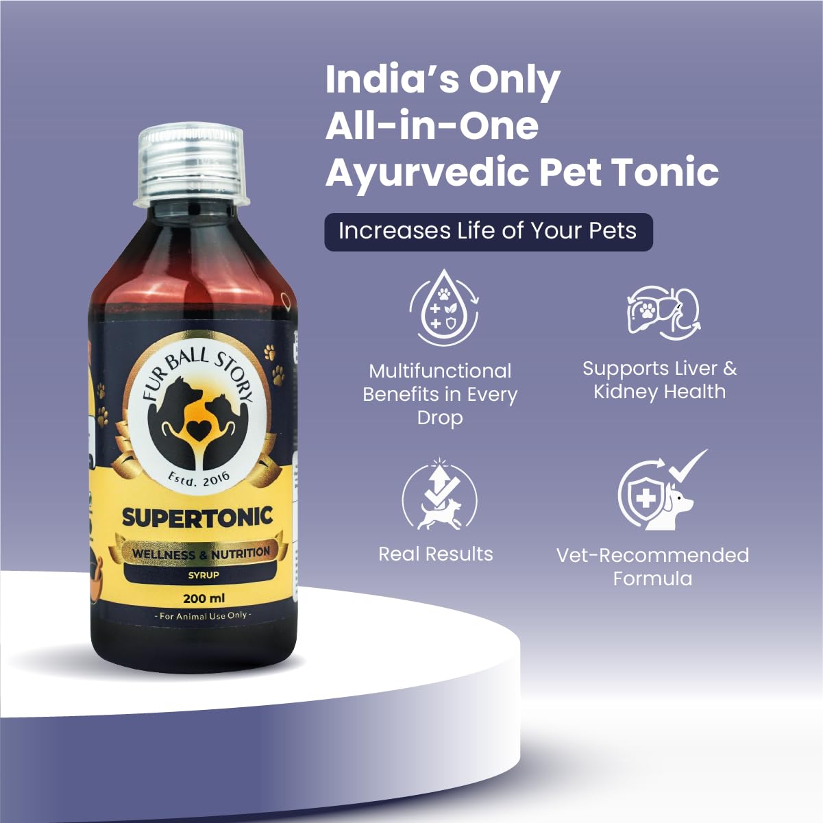 FUR BALL STORY Supertonic Multivitamin Syrup for Dogs & Cats – view 2
