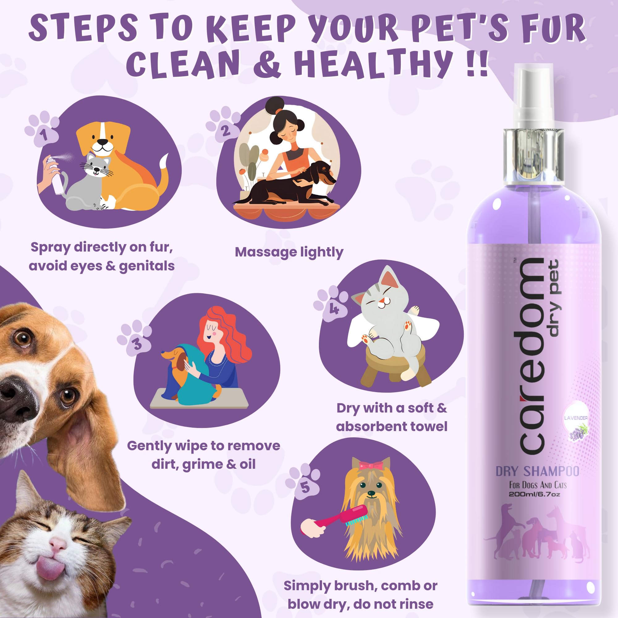 Caredom Dry Shampoo for Dogs & Cats – view 3