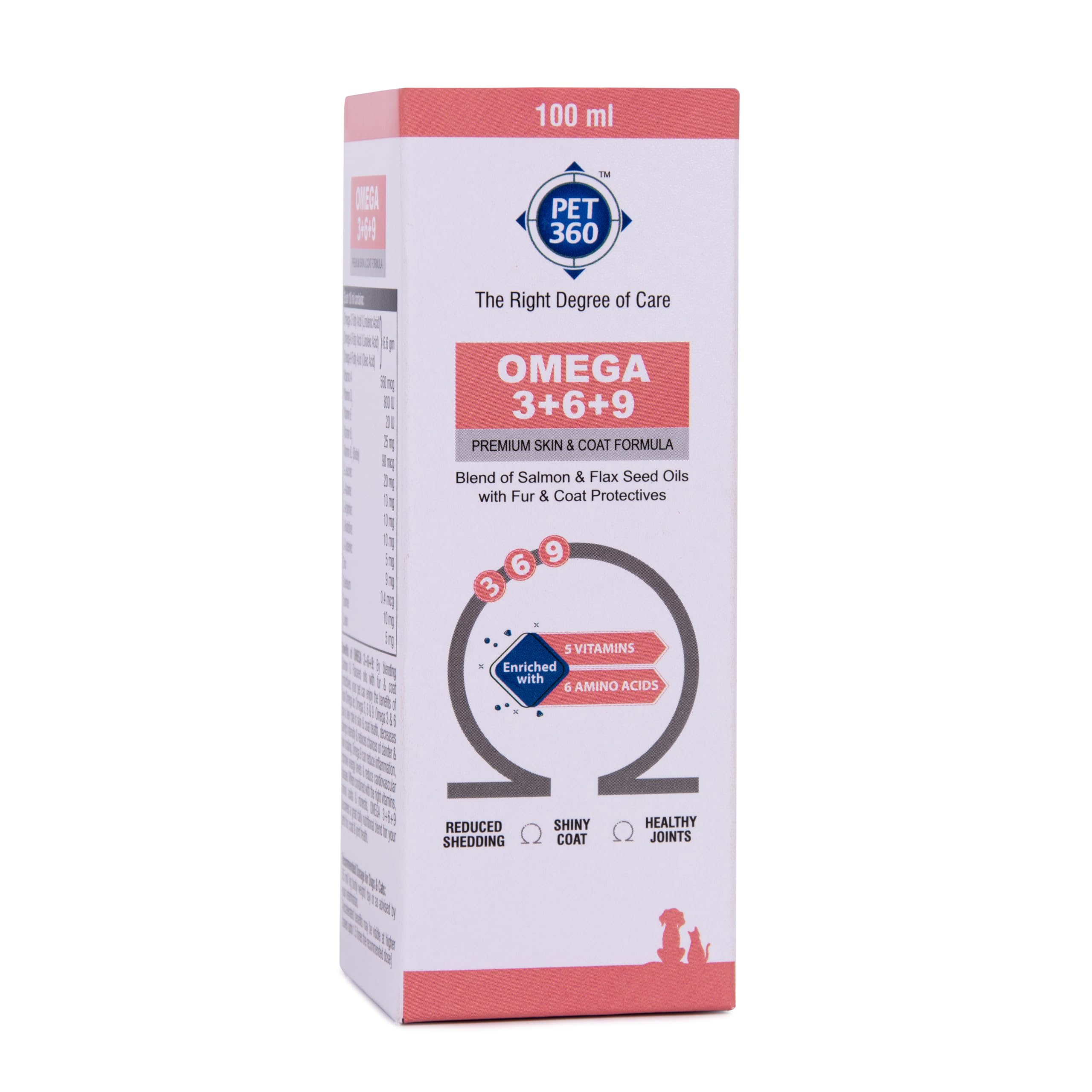 Seafood-flavored PET360 omega oil supplement for dogs 100 ml bottle