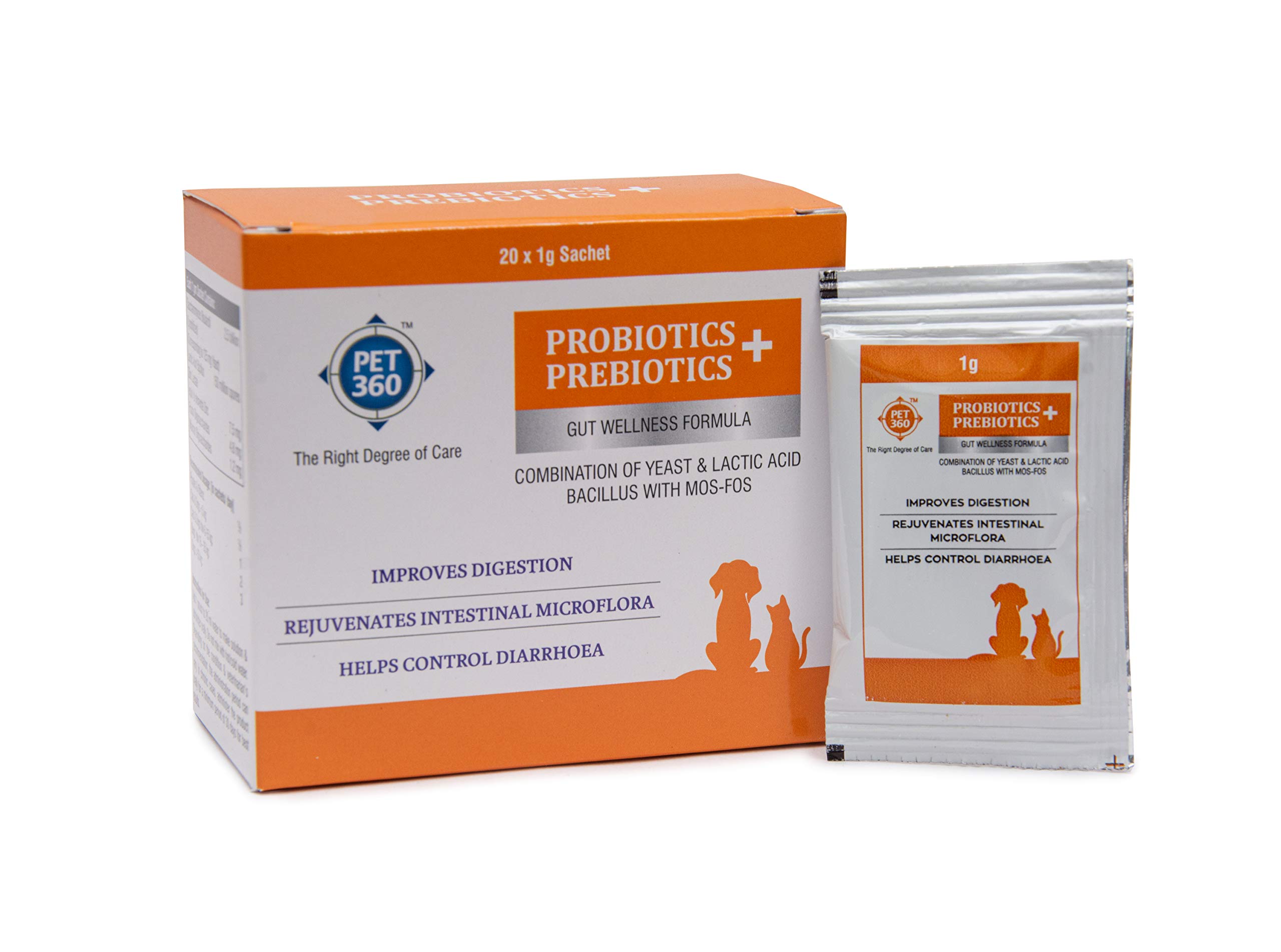 PET360 gut wellness probiotic sachets for dogs and cats