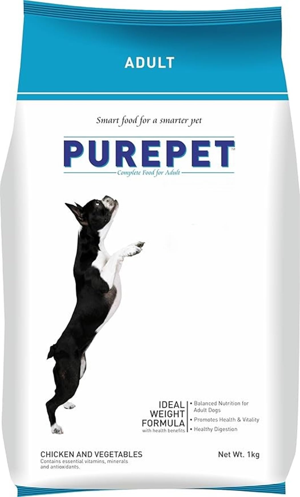 Purepet Adult Dry Dog Food 1kg | Chicken & Vegetable Flavour | Hairball Protection | Heart Care with Taurine | Skin Health