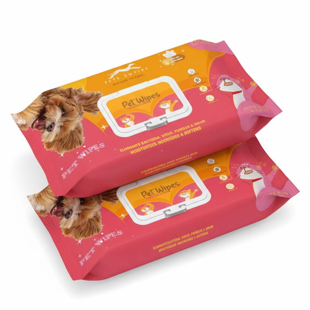 PETS EMPIRE Pet Wet Wipes, 160 Count Anti-Bacterial Cat & Dog Wipe, Soft Pet Moist Tissue Towelettes, Grooming Daily Care Wet Wipes for Dogs, Pups, Cats - Pack of 2 (15X20 cm)